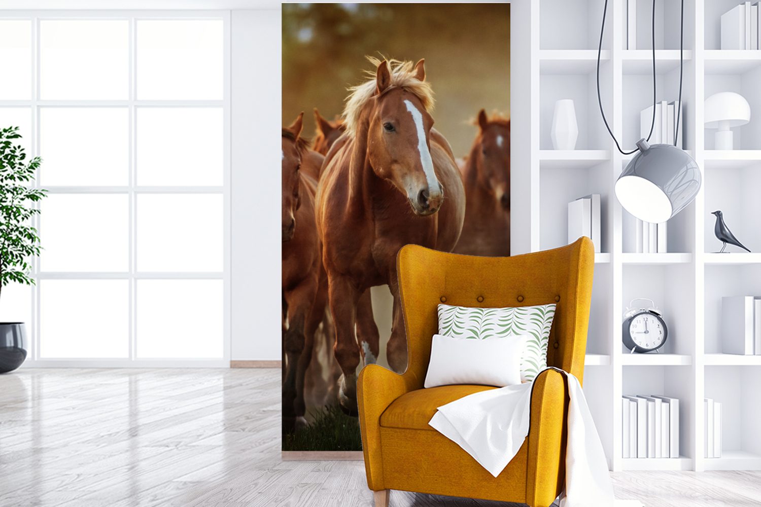MuchoWow Fototapete Pferde - Licht Matt, - Fototapete (2 Wohnzimmer für Vliestapete bedruckt, Küche, Natur, St), Schlafzimmer