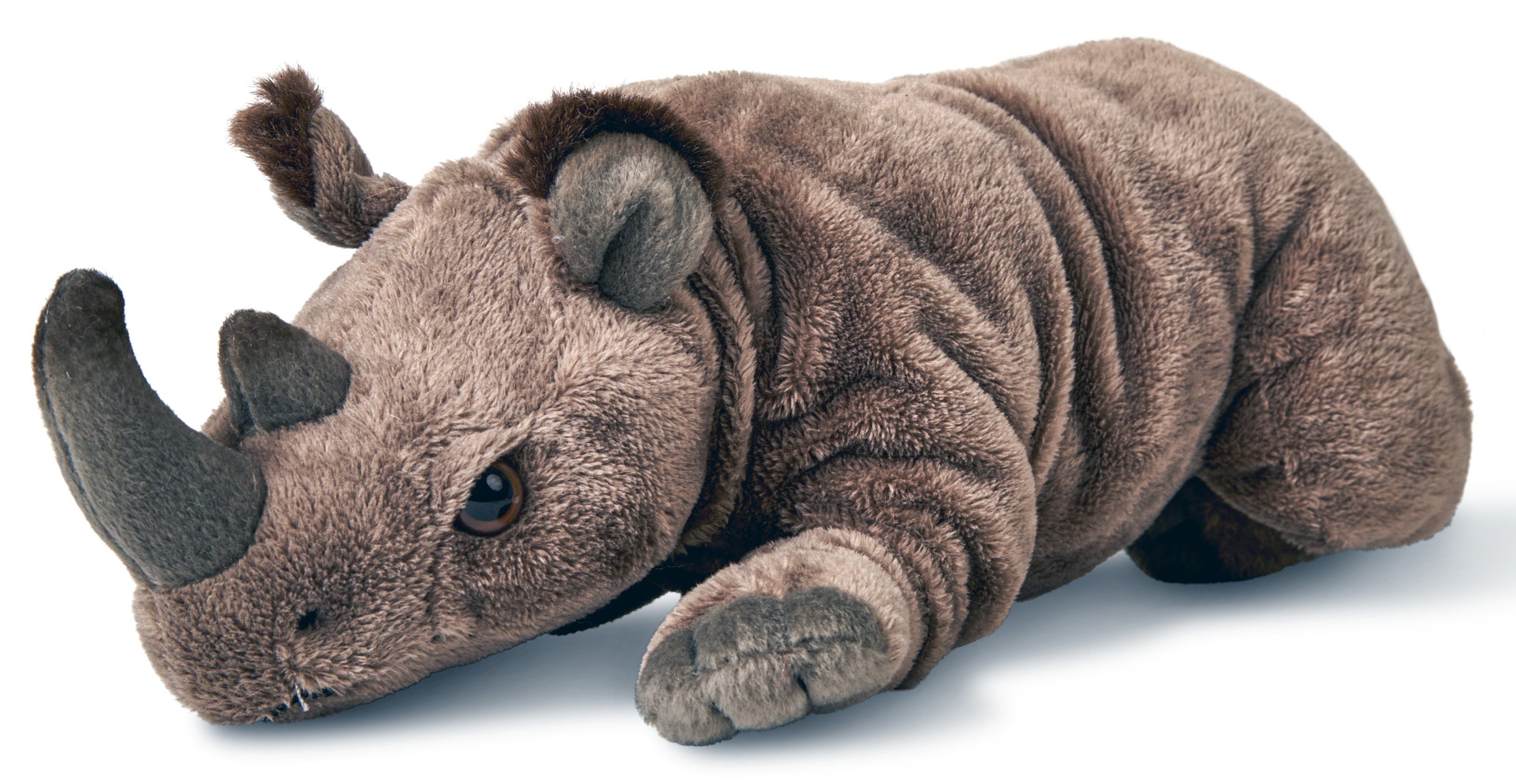 Uni-Toys Kuscheltier Nashorn, liegend - 32 cm (Länge) - Plüsch-Rhino - Plüschtier, zu 100 % recyceltes Füllmaterial
