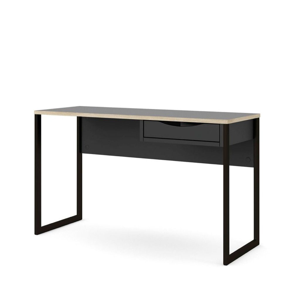 Schreibtisch Fula Schreibtisch 130 cm 1 Schublade schwarz, matt
