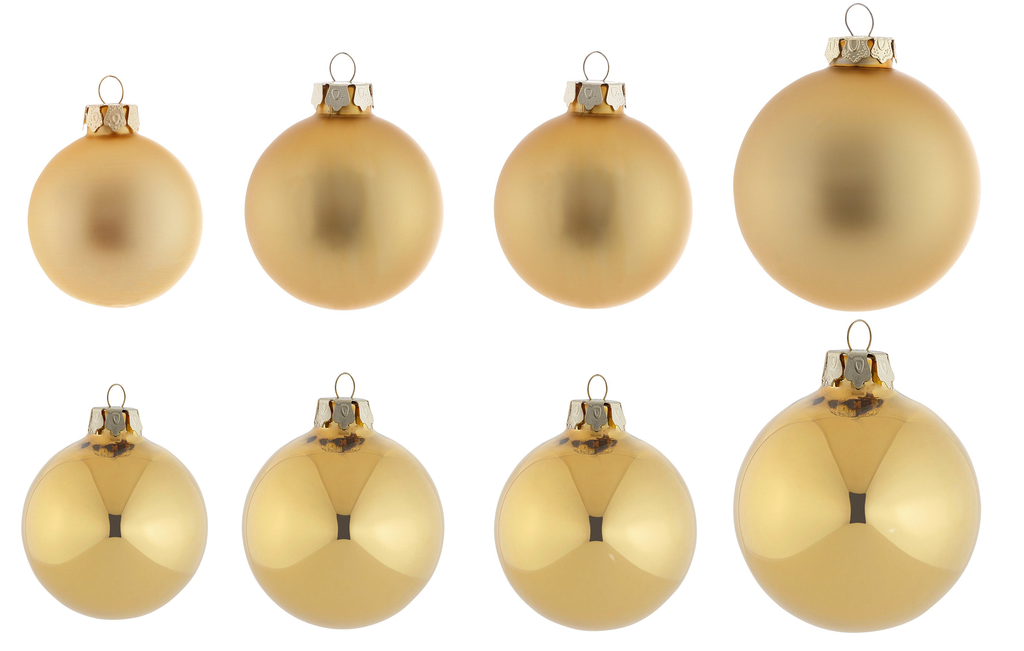 Thüringer Glasdesign sortiert Christbaumkugeln aus glänzend Weihnachtsdeko, Weihnachtsbaumkugel (31 Glas, Glas und matt St), Christbaumschmuck
