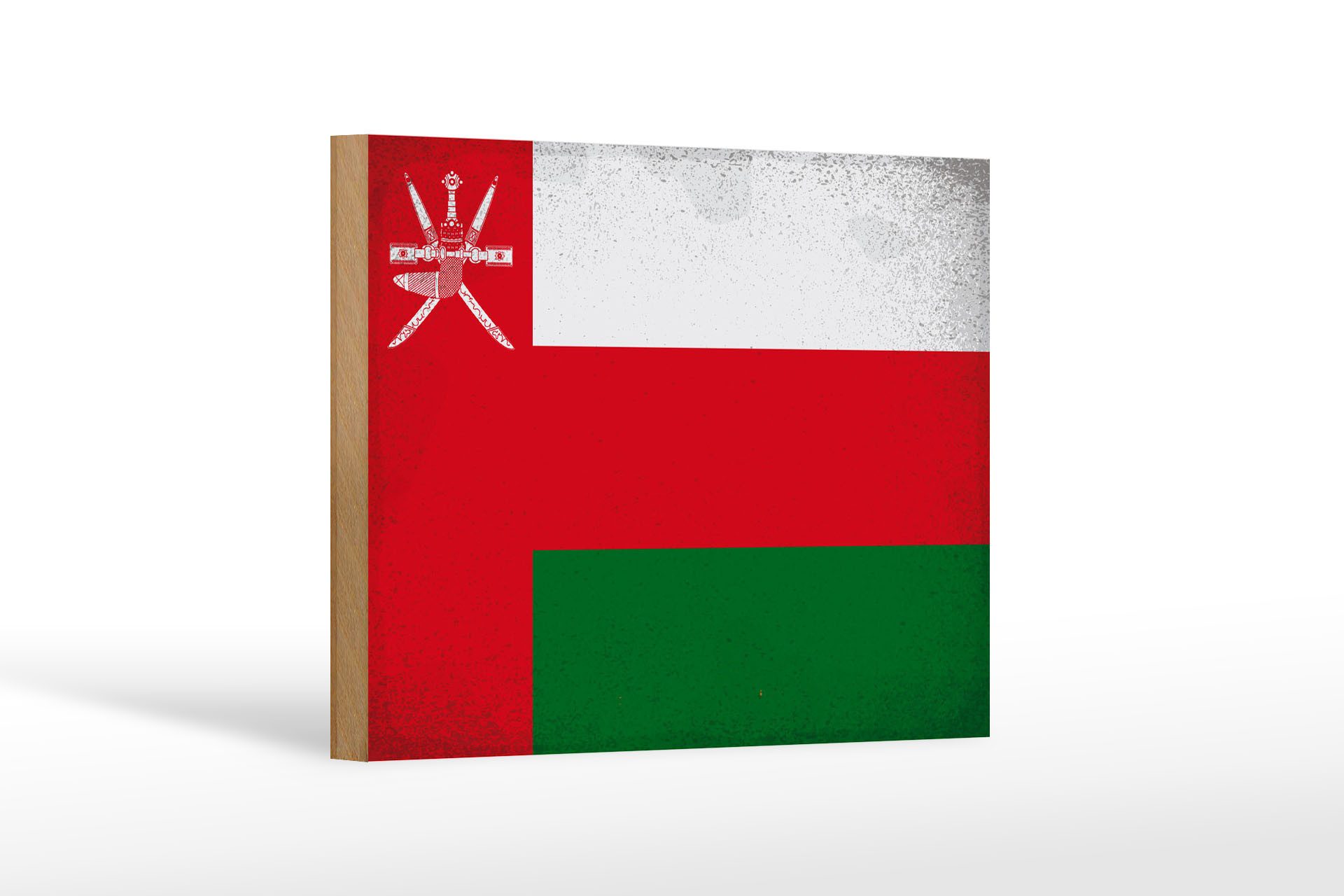 Femer GmbH Holzbild Flagge Oman 18x12 cm Flag of Oman Vintage, Flaggen (1 St), Glatte Holzfaserplatte (MDF), vorn beschichtet