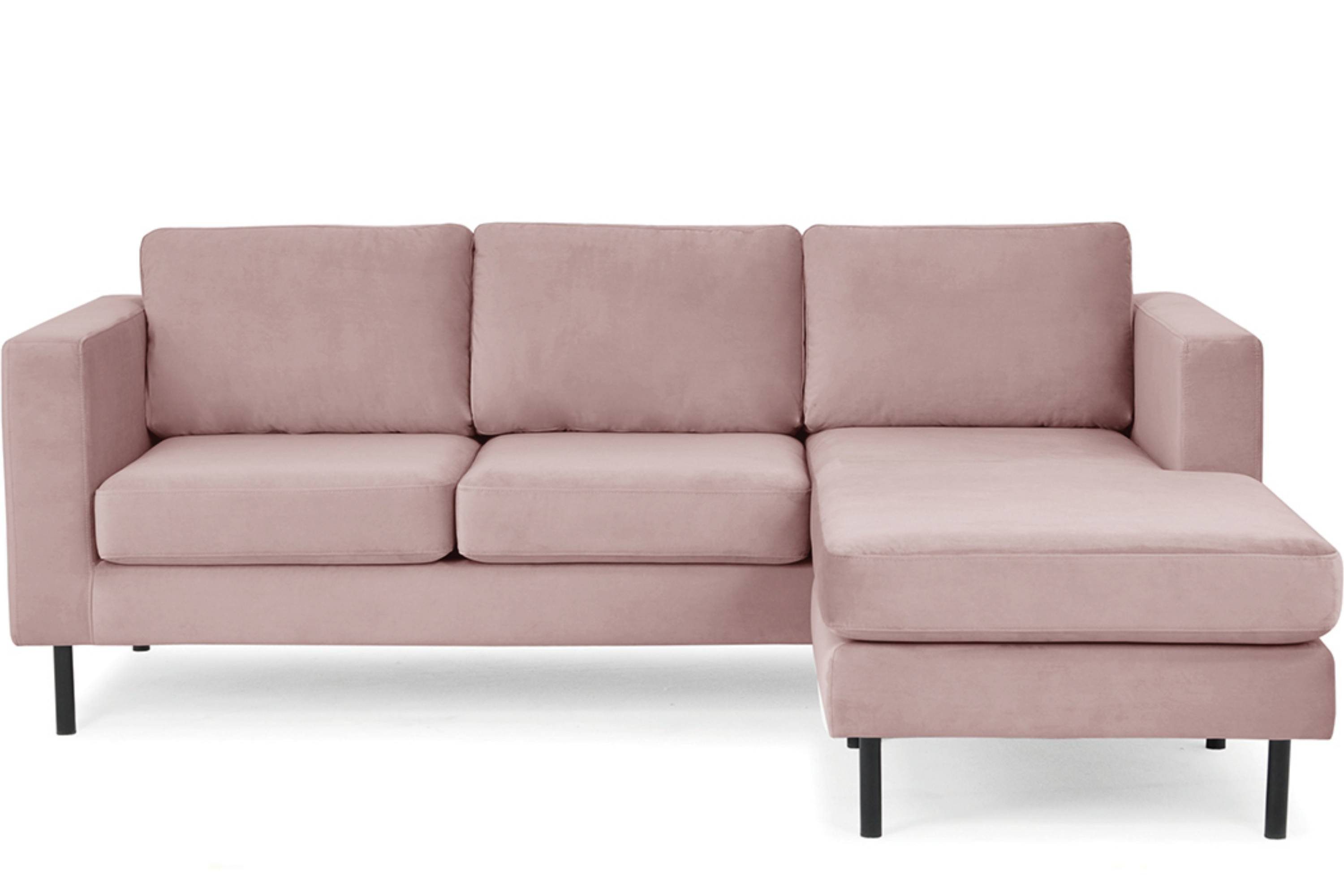 Konsimo Ecksofa TOZZI, universelles Design, Seite ist universell, hohe Beine rosa | rosa | rosa