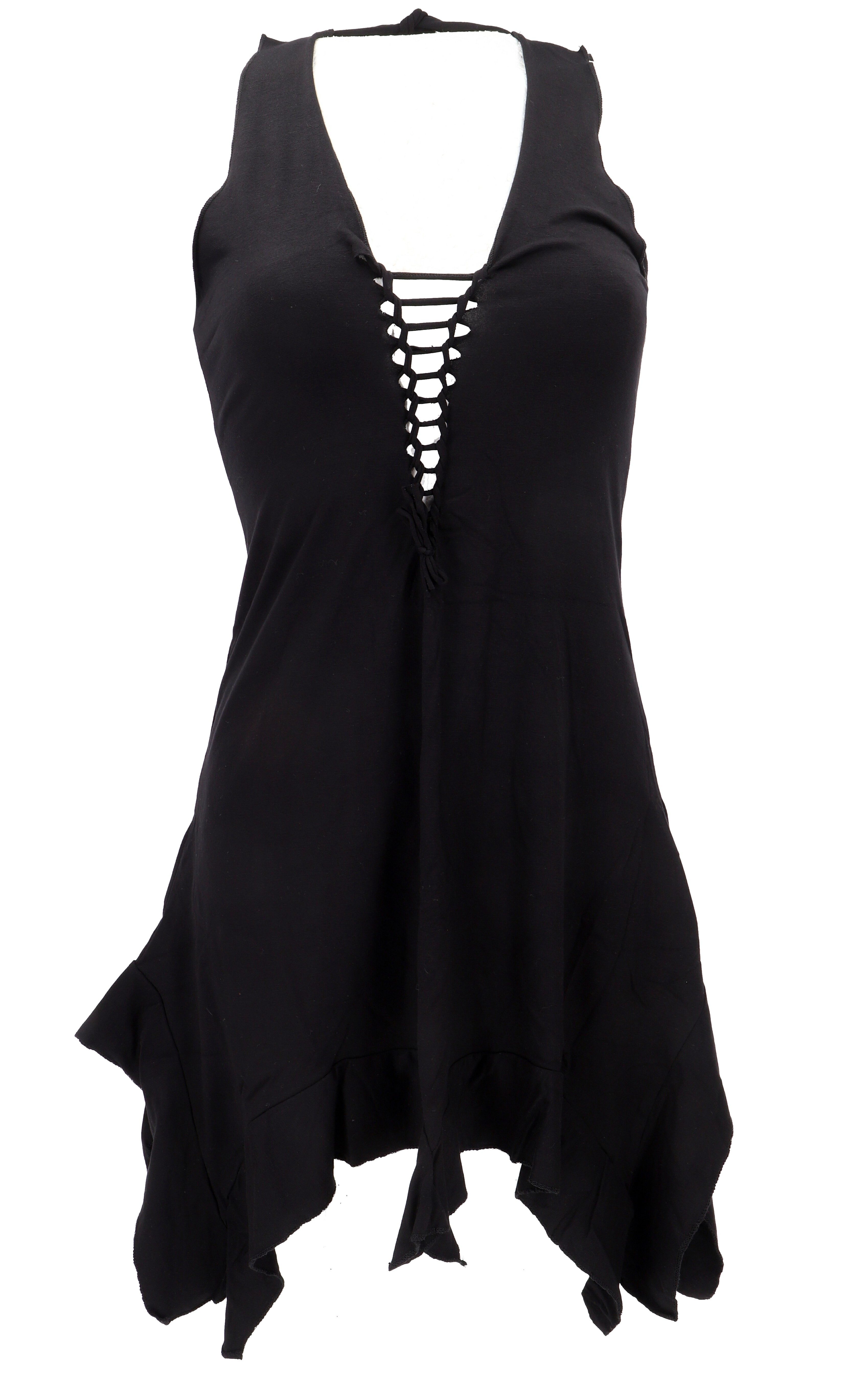 Guru-Shop Midikleid Pixi Minikleid, Goa Kleid - schwarz Festival, Ethno Sty günstig online kaufen