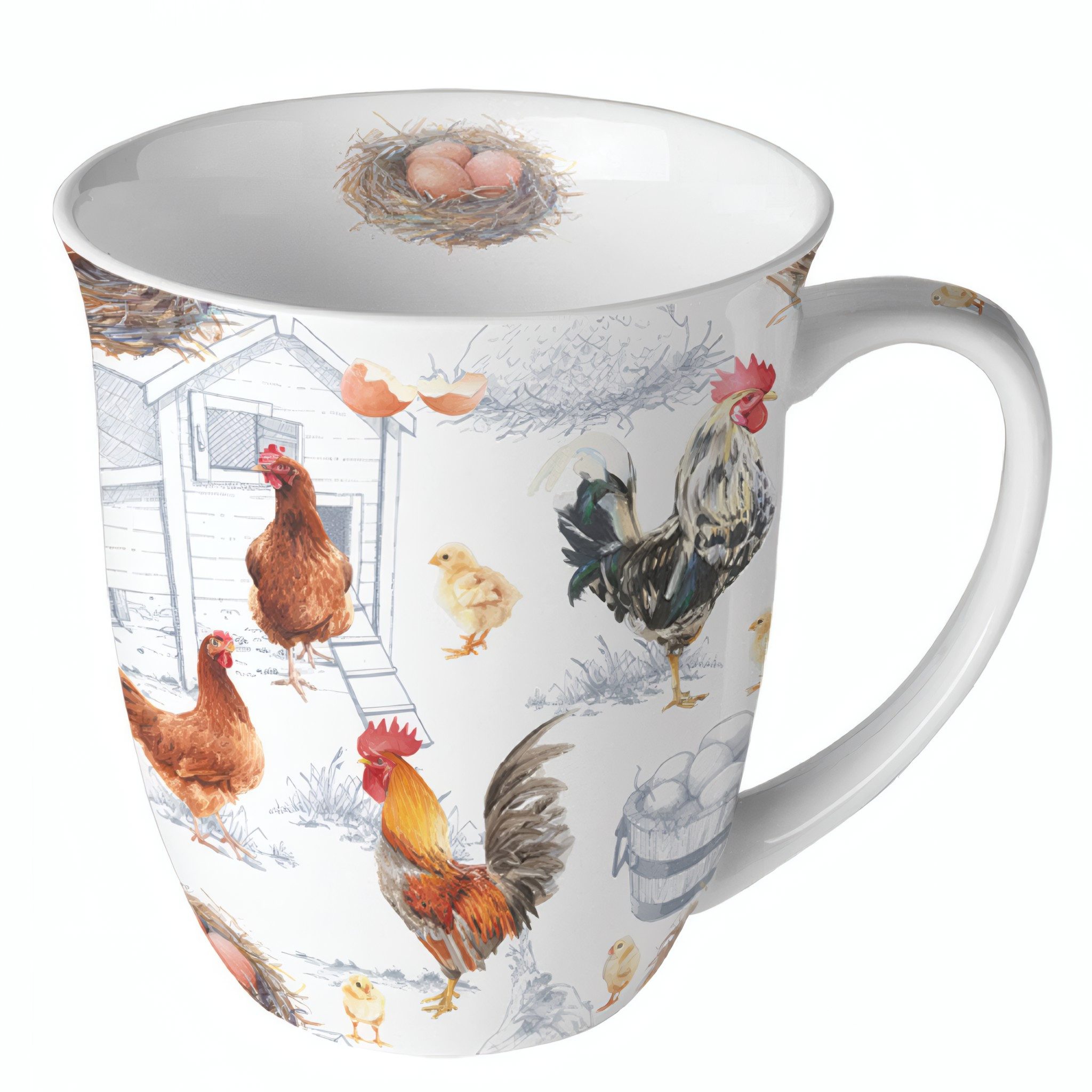 Ambiente® Tasse Tasse Hühnerfarm 0,4 l, Porzellan