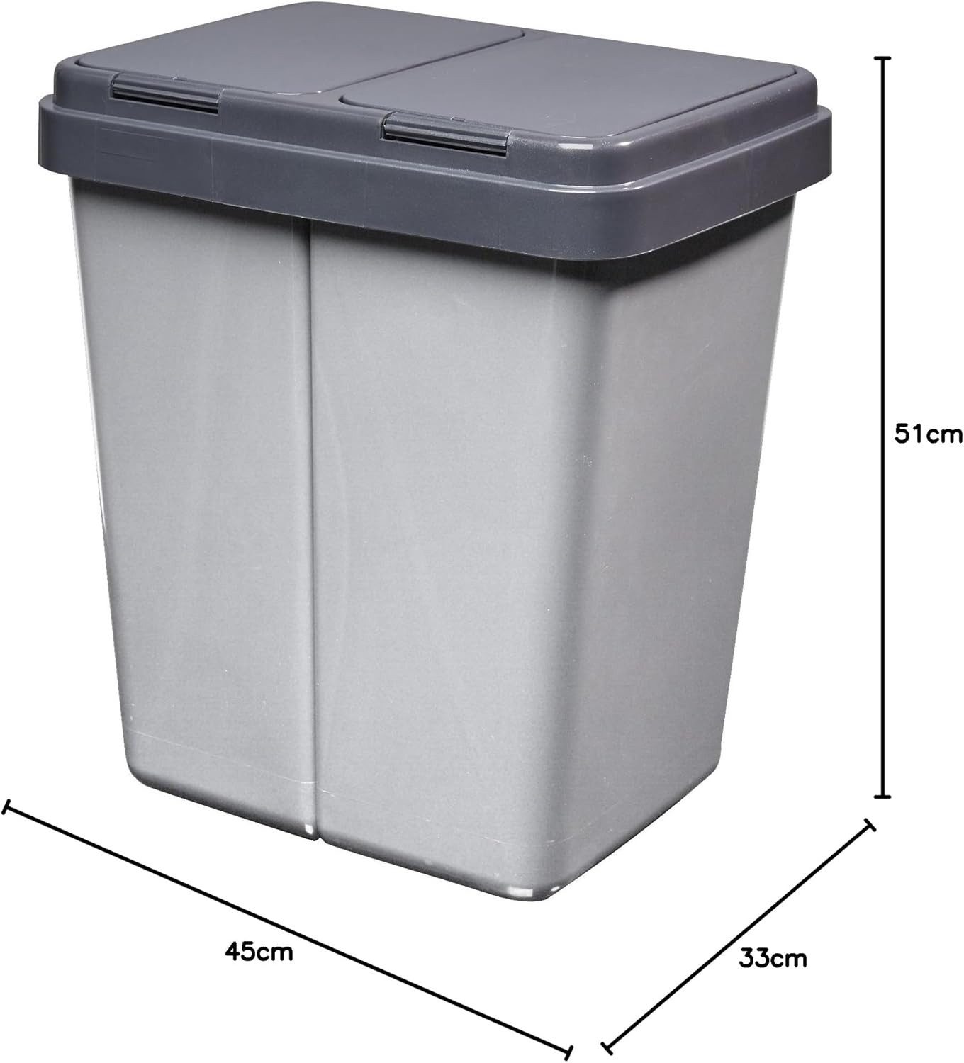 ALPFA Mülleimer Mülltrennsystem Duo Bin #3 Müllsortierer Doppel Mülltonne Abfalleimer, 2 x 25 Liter Fassungsvermögen / Made in Europe / inkl. 2 Ersatzfedern