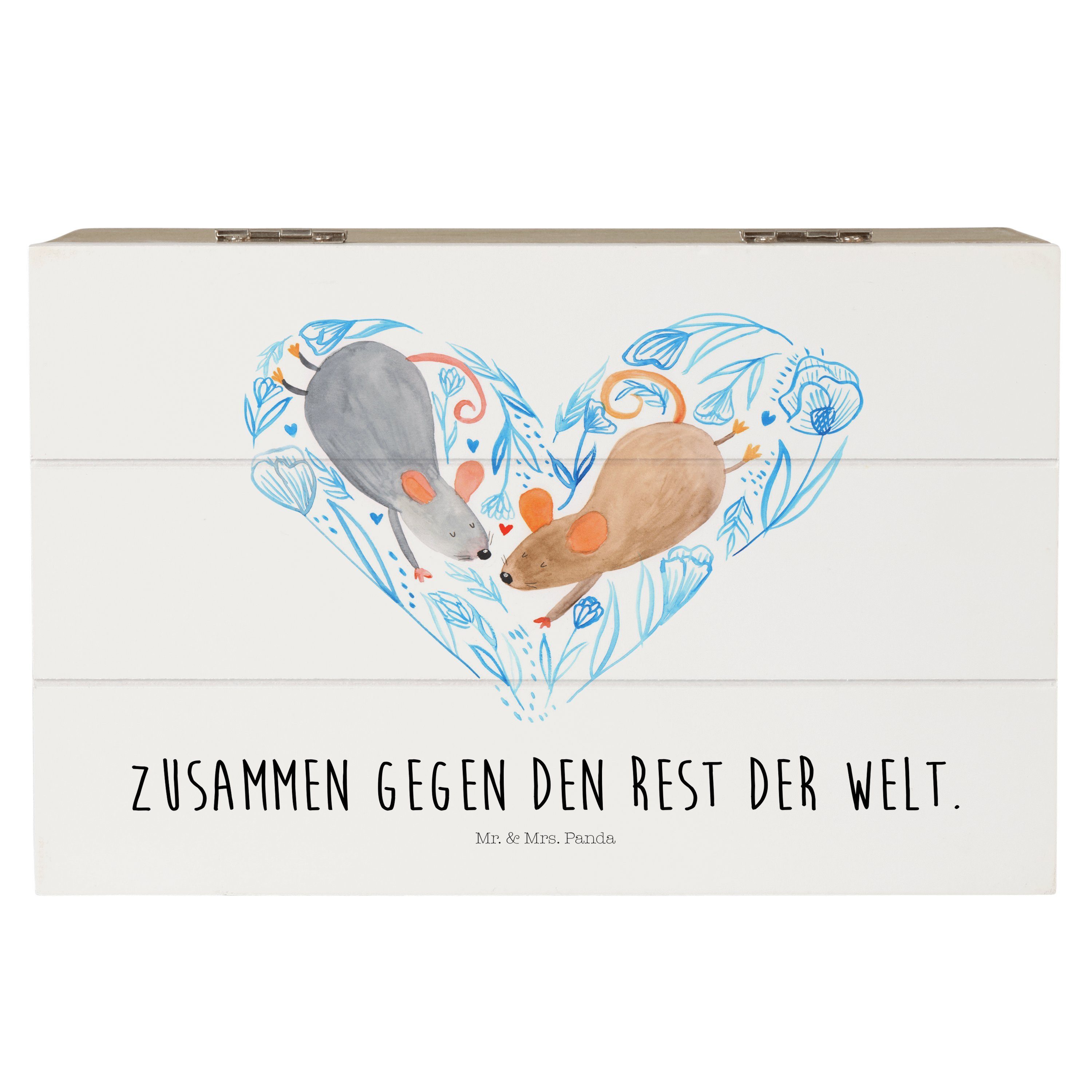 Mr. & Mrs. Panda Dekokiste »Hochzeit Mäuse Herz Weiß Geschenk