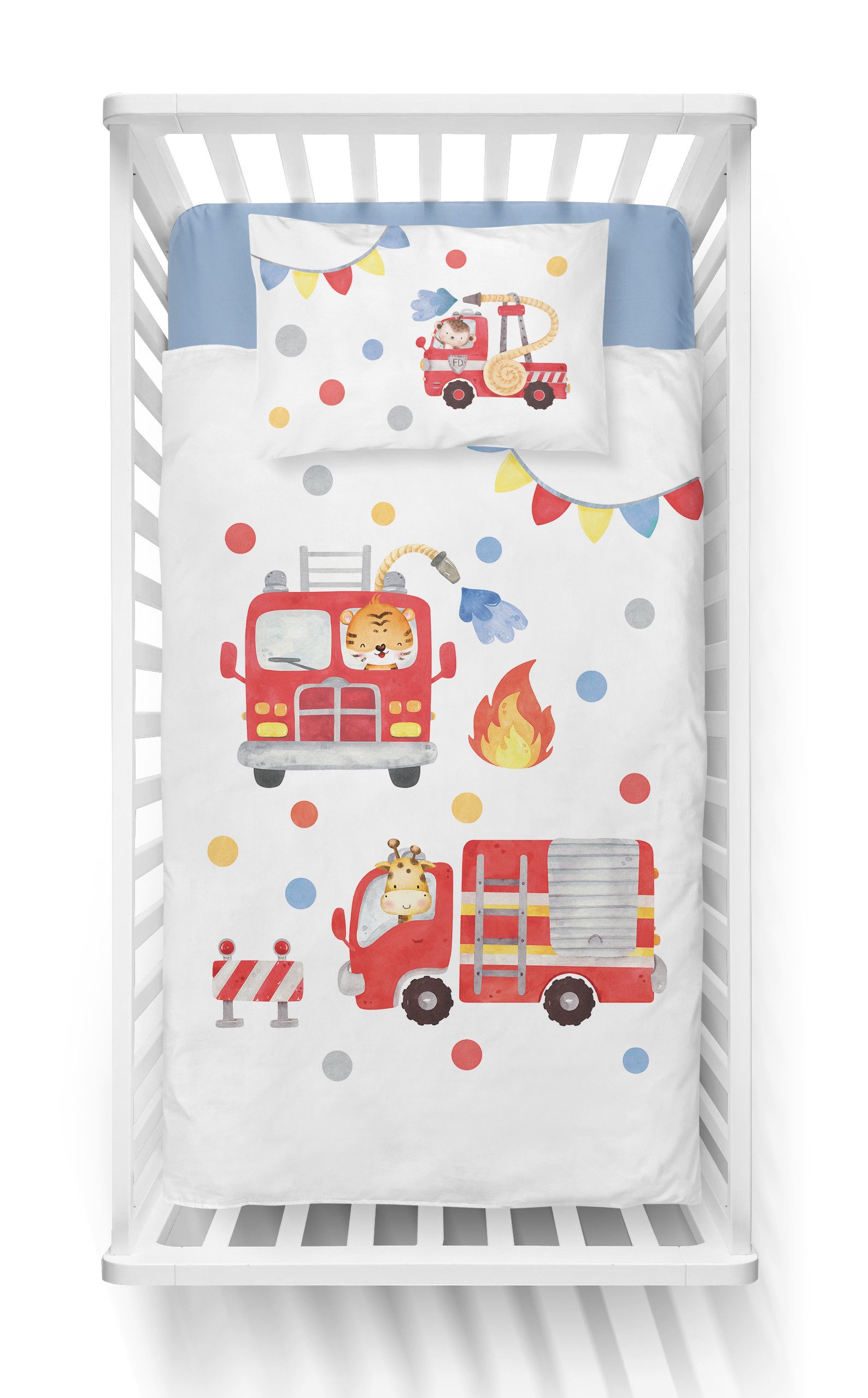 Detexpol Babybettwäsche Set Feuerwehr 2tlg. 50% Vsikose/50% Baumwolle 100x1 günstig online kaufen