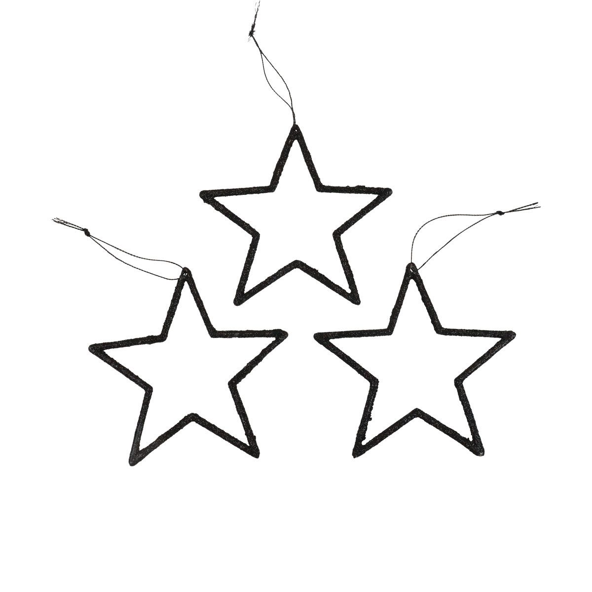 Christbaumschmuck Weihnachtsdeko Stern-Anhänger Schwarz Glitter 12cm 12er Set