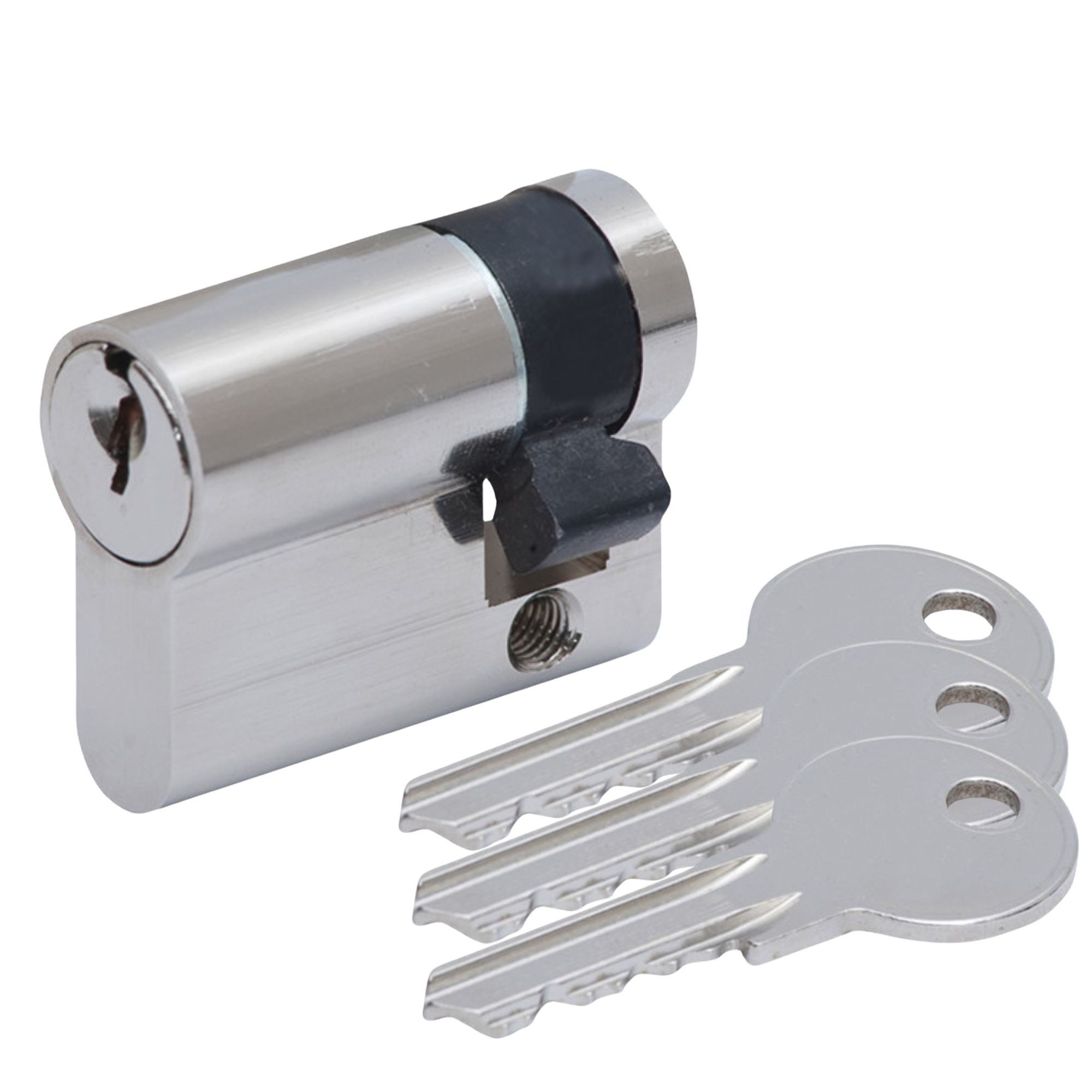 BASI Schließzylinder Bauzylinder für Baustellen, (Packung), Halbzylinder 10/30 mm, für Bauphase, 3 Schlüssel, Stulpschraube