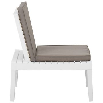 vidaXL Gartenstuhl Garten-Lounge-Stuhl mit Auflage Kunststoff Weiß (1 St)