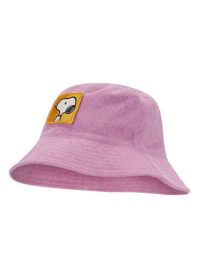 Codello Sonnenhut Codello Peanuts Bucket Hat aus weichem Baumwoll-Frottee in lila Peanuts™ Snoopy-Patch