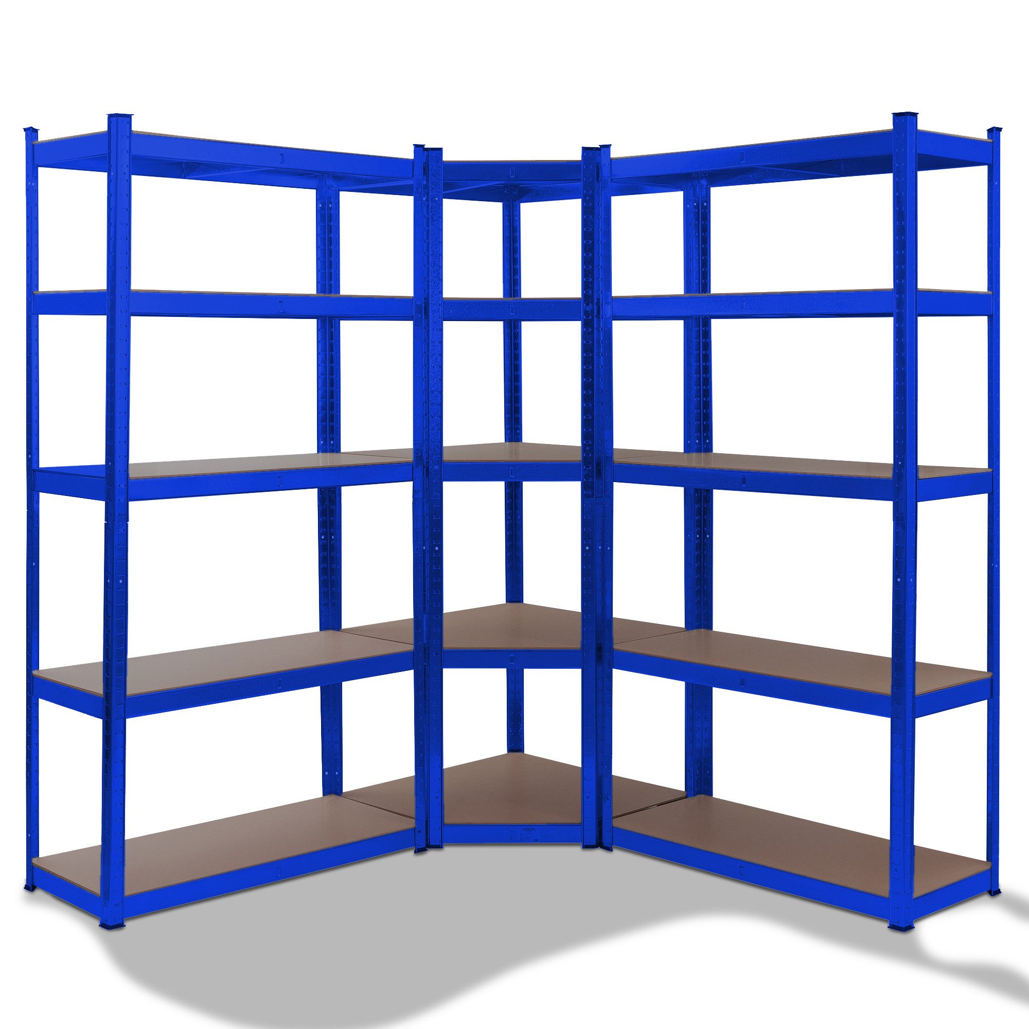 Arebos Schwerlastregal 2x 180 x 90 x 40 cm Eckregal 180 x 70 x 70 cm, je 875 kg, Set 3-tlg., Flexibel einsetzbar: für Werkstatt, Garage, Keller oder Lager