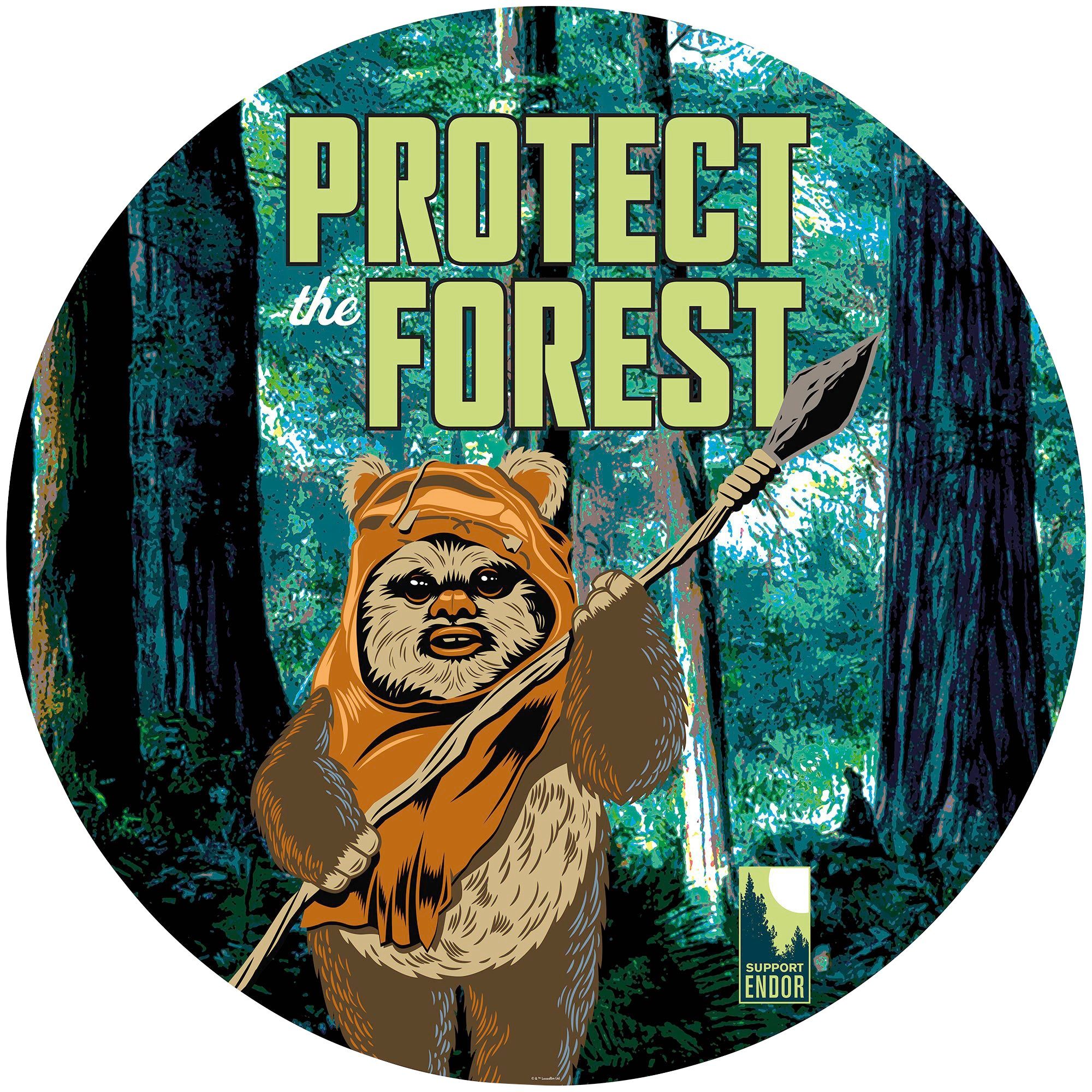 Komar Fototapete Star Wars Protect the Forest, 125x125 cm (Breite x Höhe), rund und selbstklebend