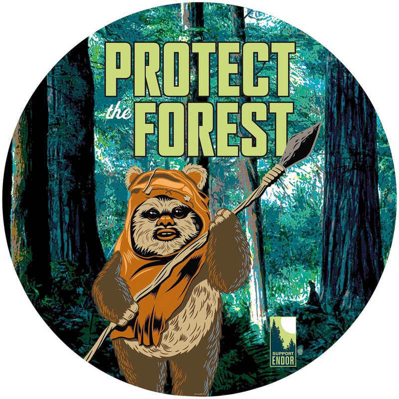 Komar Fototapete »Star Wars Protect the Forest«, glatt, Comic, Retro, bedruckt, mehrfarbig, BxH: 128x128 cm, selbstklebend