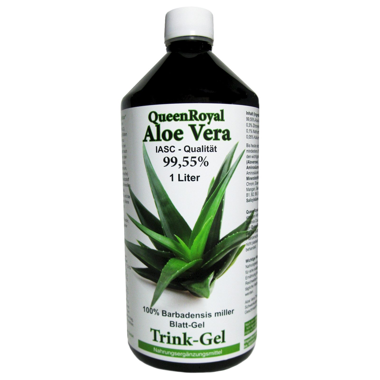 QueenRoyal Aloe Vera 99.55 % Natur pur Barbadensis Miller Getränk Blattgel Trink Gel, 1000 ml, Art. 30035 W