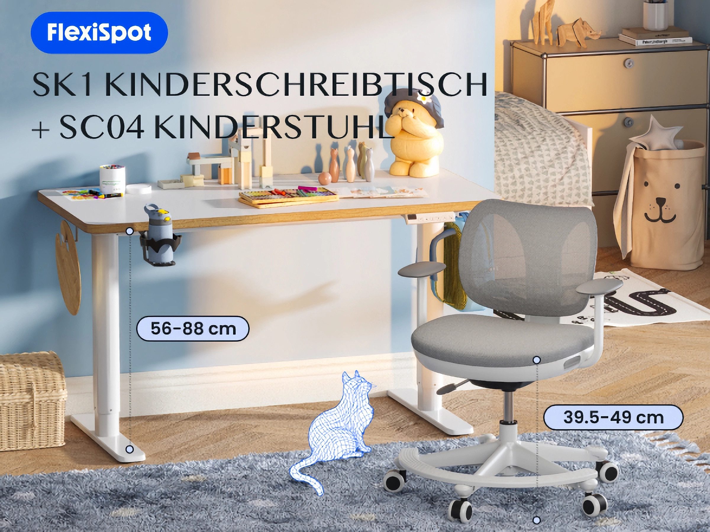 FLEXISPOT Schreibtisch Kinderschreibtisch Höhenverstellbar (16mm Abgerundet günstig online kaufen