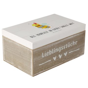 Mr. & Mrs. Panda Dekokiste Biene Blume - Weiß - Geschenk, Holzkiste, Kiste, Schatzkiste, Wespe, (1 St)