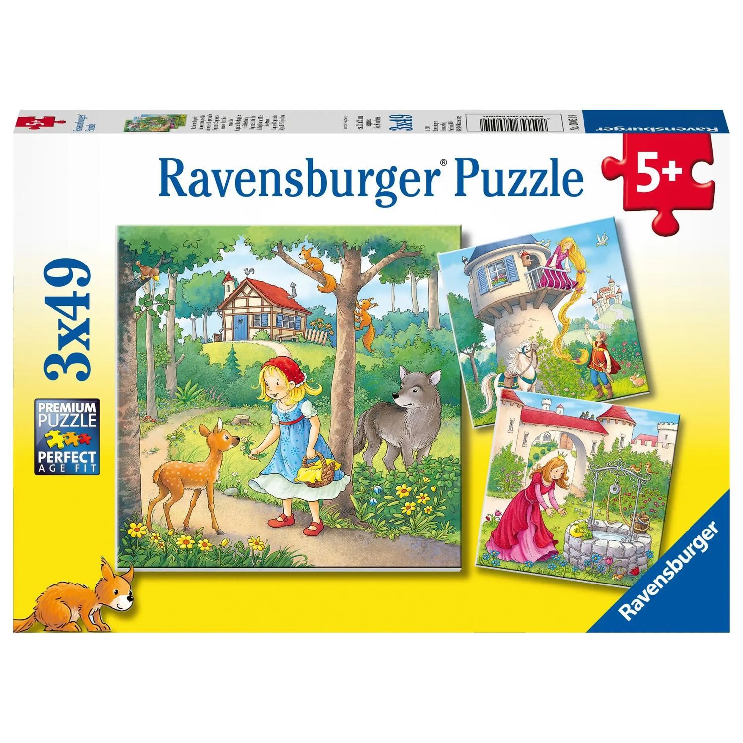 Ravensburger Puzzle Ravensburger Kinderpuzzle - 08051 Rapunzel, Rotkäppchen & der..., 49 Puzzleteile