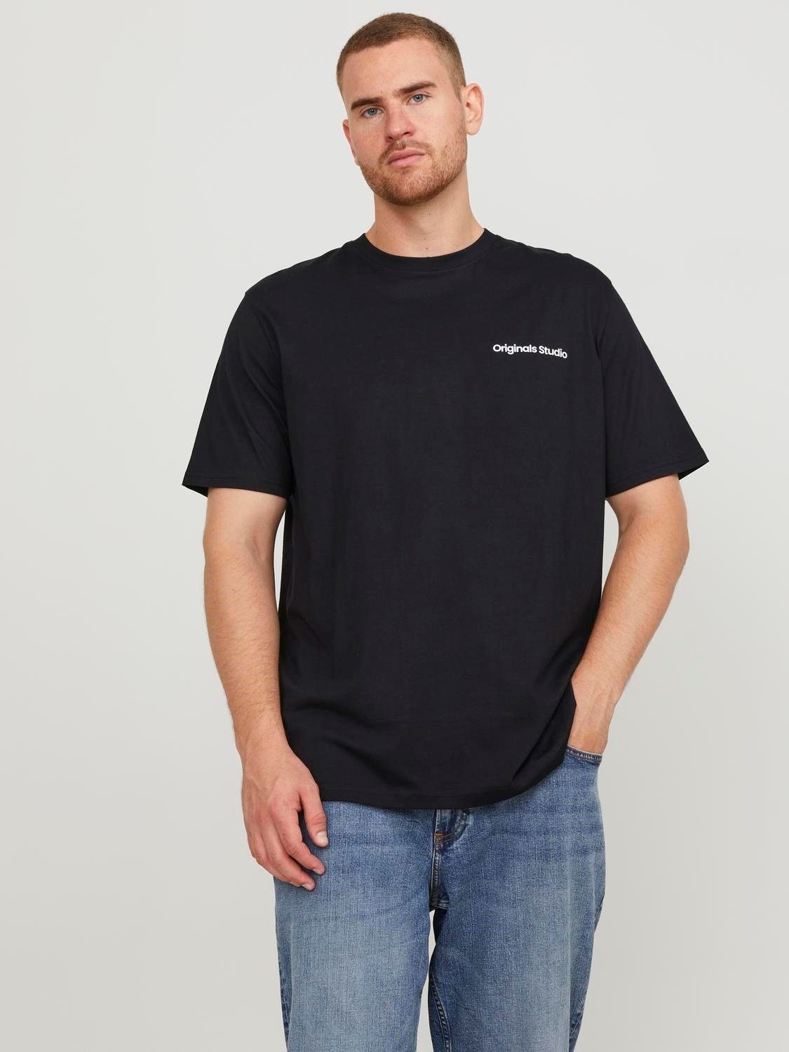 Jack & Jones T-Shirt Basic T-Shirt Plus Size Rundhals JORVESTERBRO 6606 in Schwarz