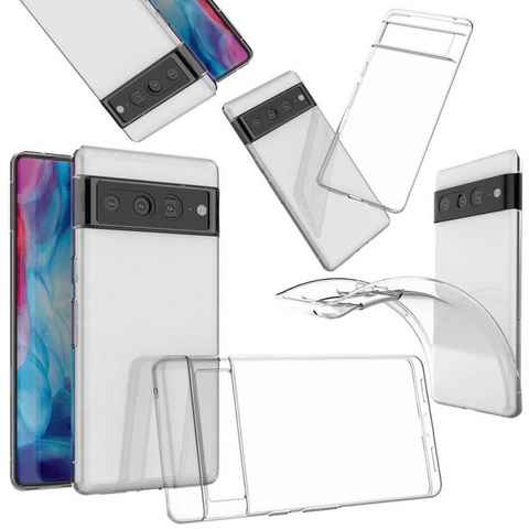 Wigento Handyhülle AUSWAHL Für Google Pixel 7 Pro Silikon Case TPU Transparent und oder 0,26 H9 Glas Handy Tasche Hülle Schutz Cover
