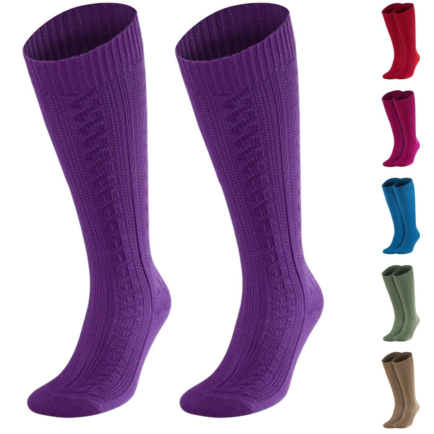 German Wear Trachtensocken GW212 Trachtensocken Lila Damen Strümpfe