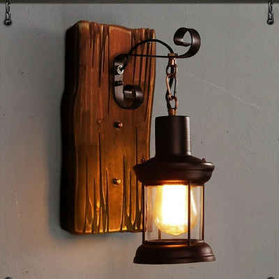 BlingBin Wandleuchte »Wandleuchte Wandlampe Vintage Holz für Wohnzimmer & Flur- max. 40W«
