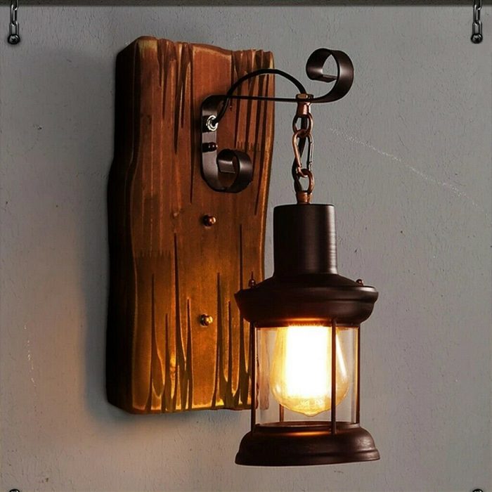 BlingBin Wandleuchte Wandleuchte Wandlampe Vintage Holz für Wohnzimmer & Flur- max. 40W