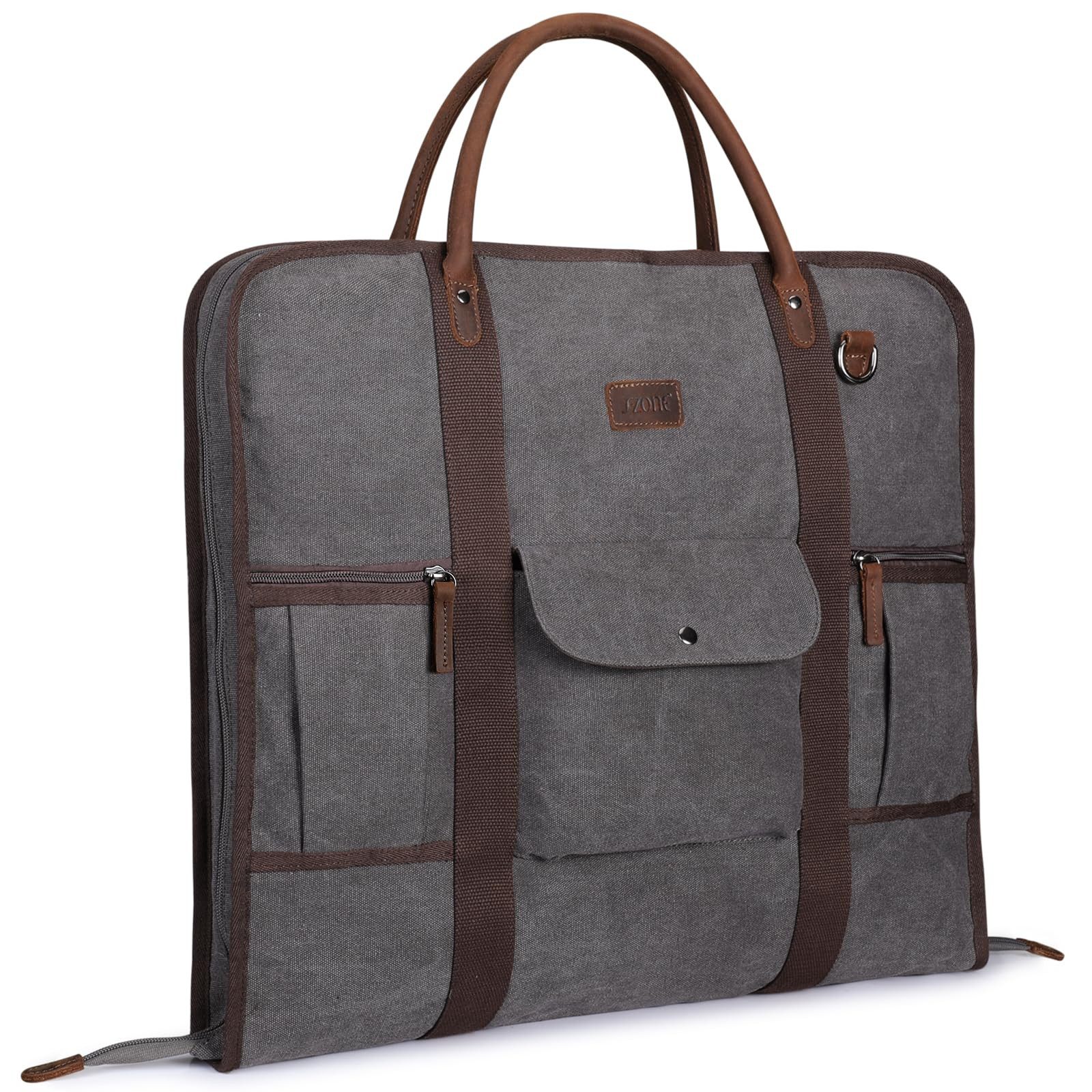 S-ZONE Gepäckträgertasche S-ZONE Männer Handgepäck Kleidertasche Reisetasche Weekender, Canvas-Leder Anzughülle für Geschäftsreisen Tragetasche