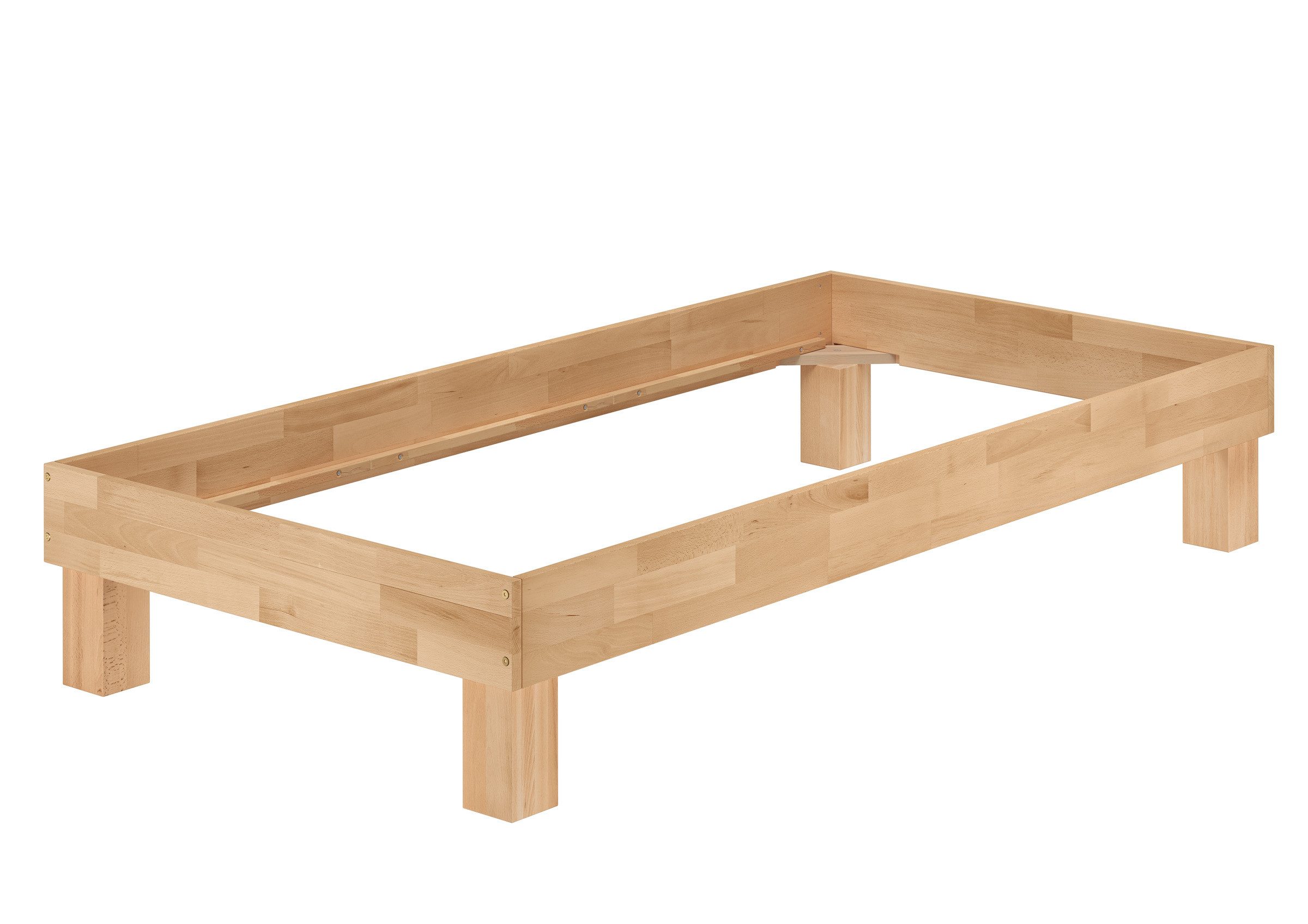 ERST-HOLZ Bettgestell Überlanges Massivholzbett Holzbett Echtholzbett Buche geölt, Buche geölt
