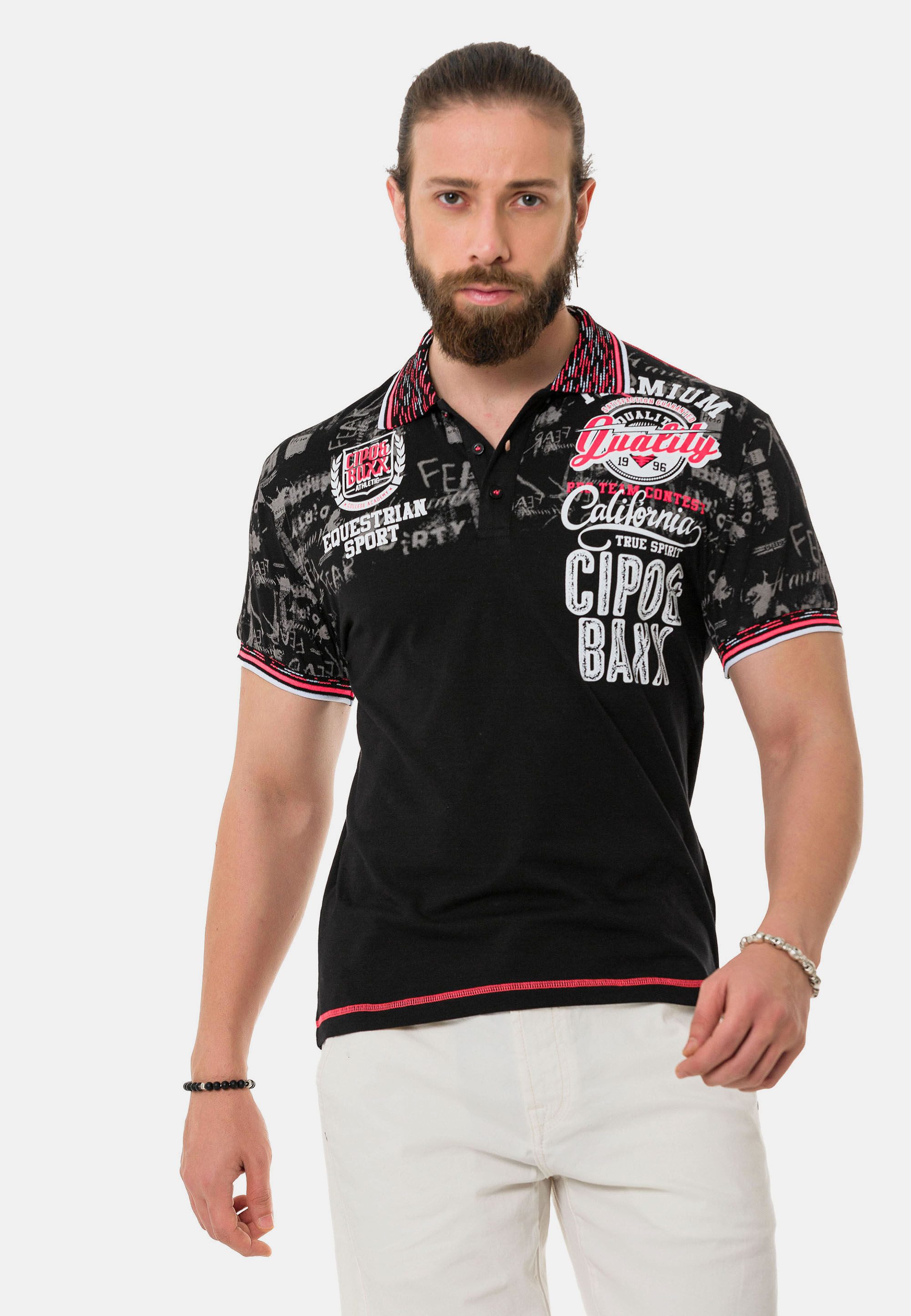 Cipo & Baxx T-Shirt "Poloshirt" mit stylischem Print günstig online kaufen
