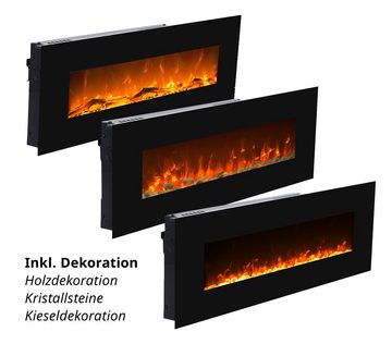 GLOW FIRE Elektrokamin Mars Wandkamin elektrisch mit Heizung, Elektrischer Kamin mit Fernbedienung, Timer, 3 Dekorationen, LED Feuer