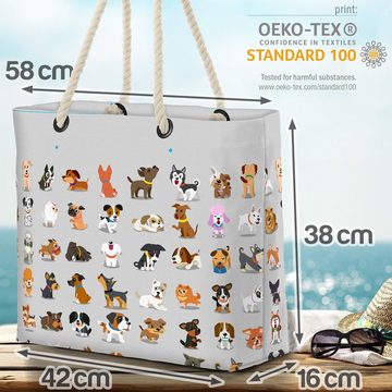 VOID Strandtasche (1-tlg), Hundewelpen Comic grau Beach Bag Hunde Hündchen Welpen Haustier Tiere Babys