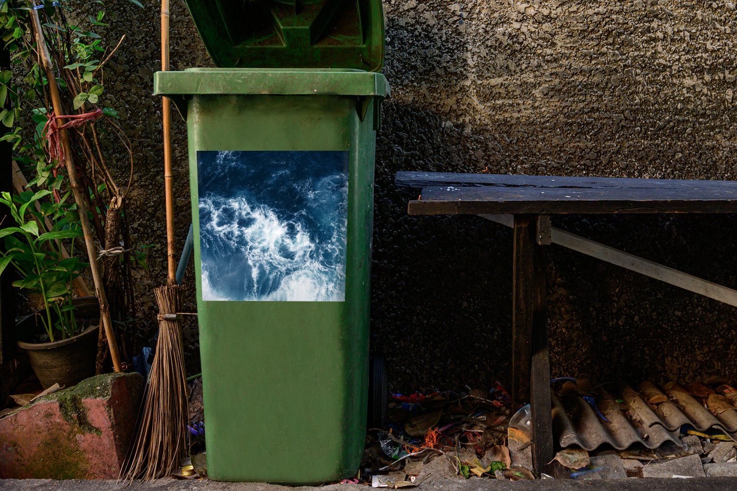 - Mülltonne, - Mülleimer-aufkleber, St), (1 MuchoWow Sticker, Wasser Golf Abfalbehälter Wandsticker Blau Container,