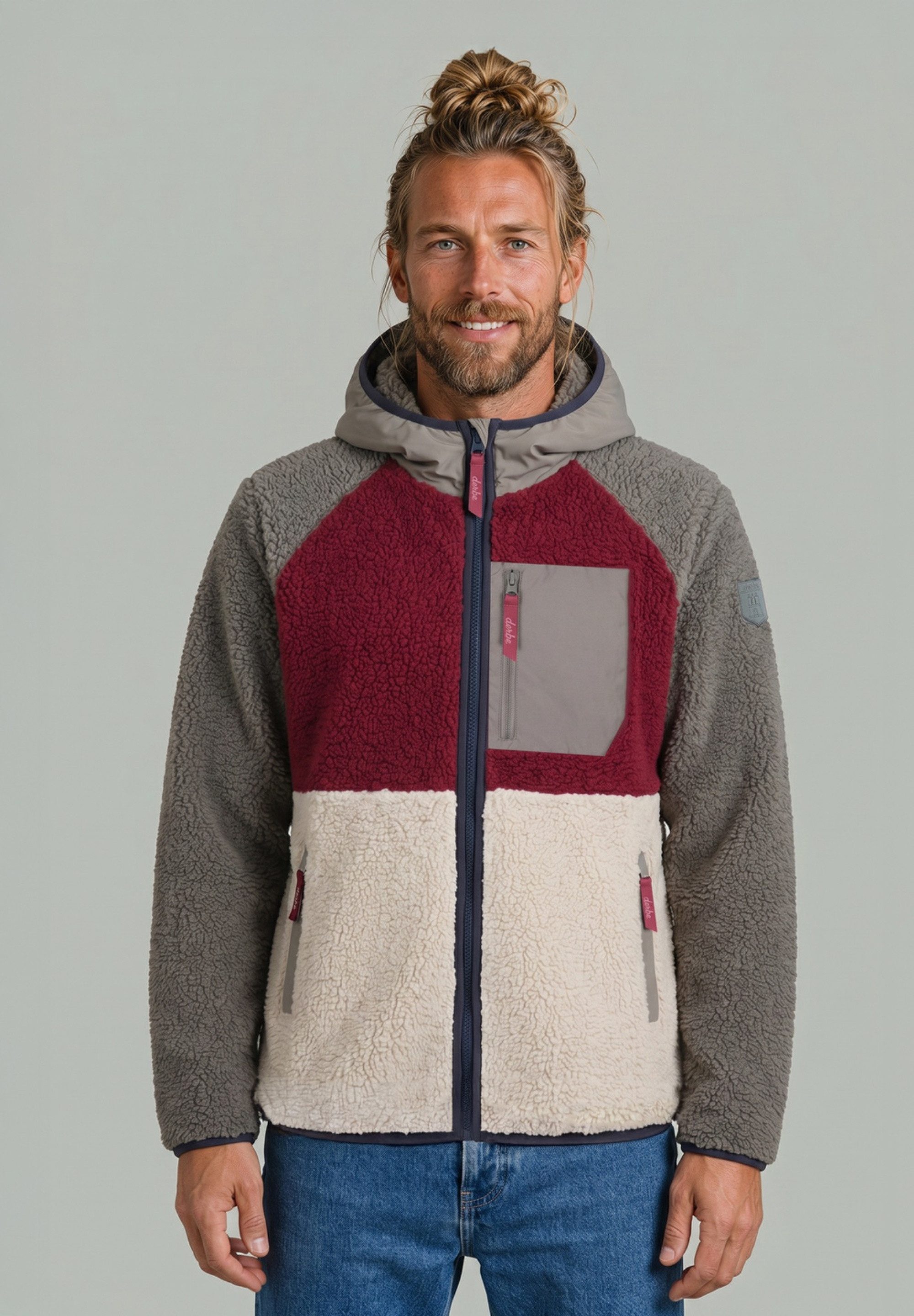 Derbe Fleecejacke Kuschelby Colorblocking Teddyfleece, Colorblocking, Kapuze, Reißverschlusstaschen