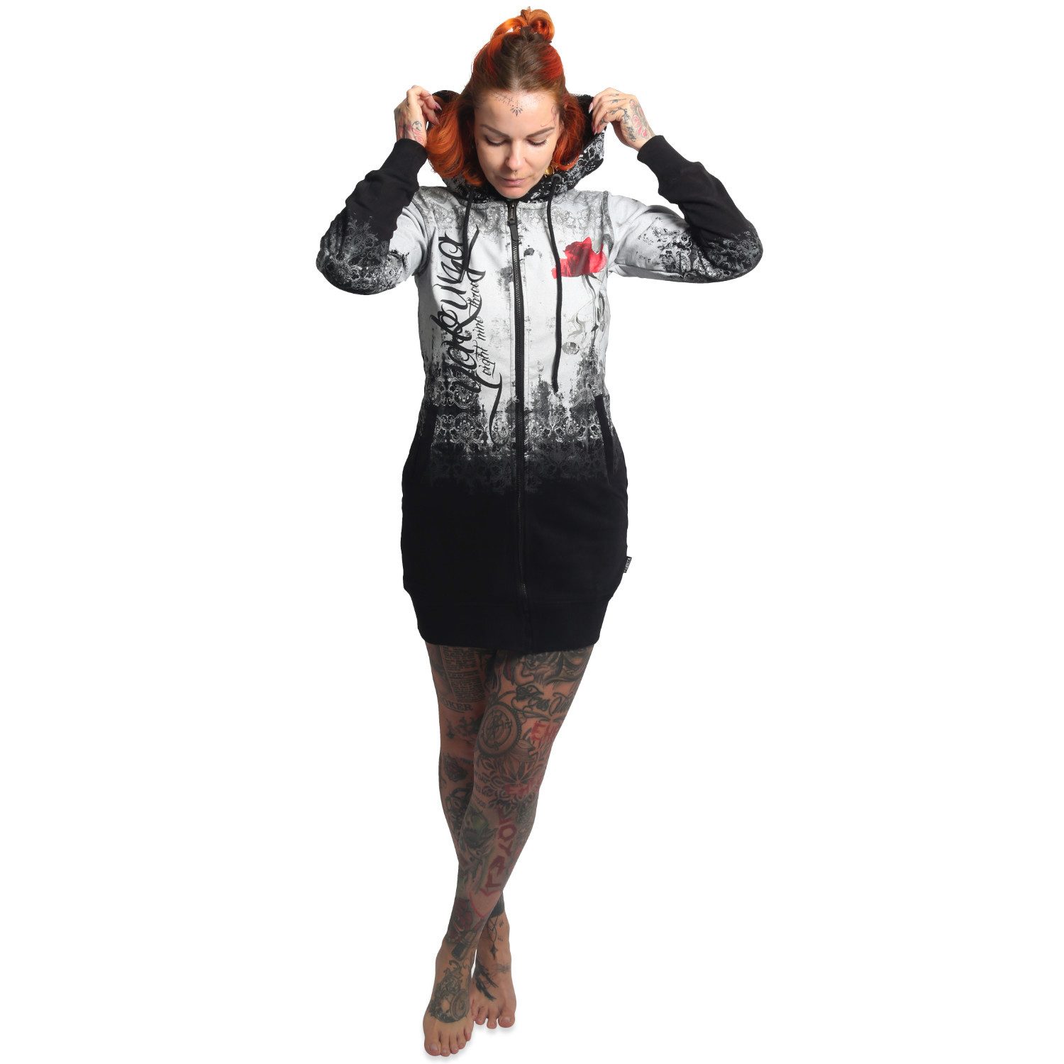 YAKUZA Kapuzensweatjacke Curtain mit lässigen, langen Schnitt