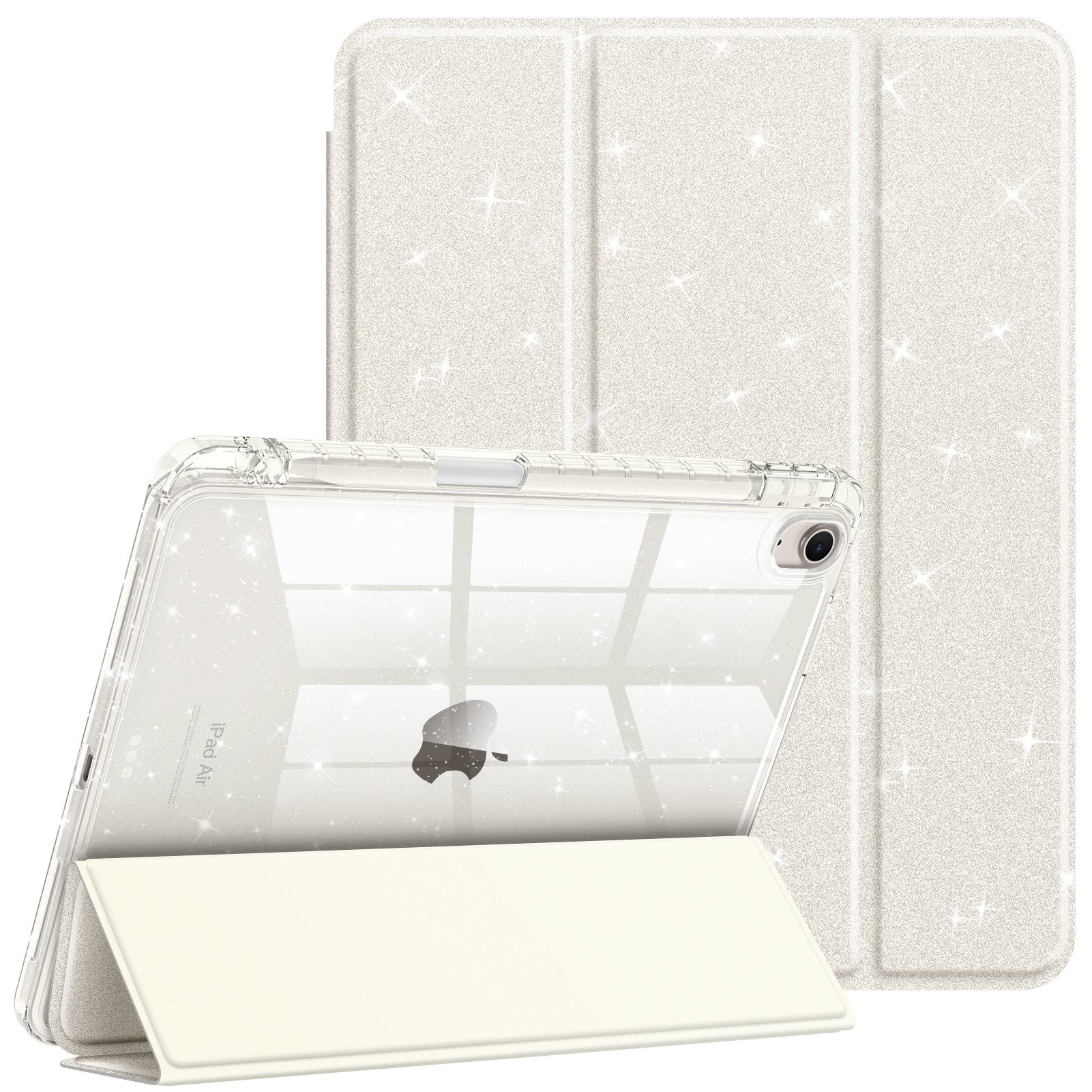 Fintie Tablet-Hülle für iPad Air 11'' M4/M3/M2(2026/2025/2024), iPad Air 5/4 Gen 2022/2020 10,9 Zoll, dünne stoßfeste Case mit Stifthalter, glänzend transparenter Rückseite