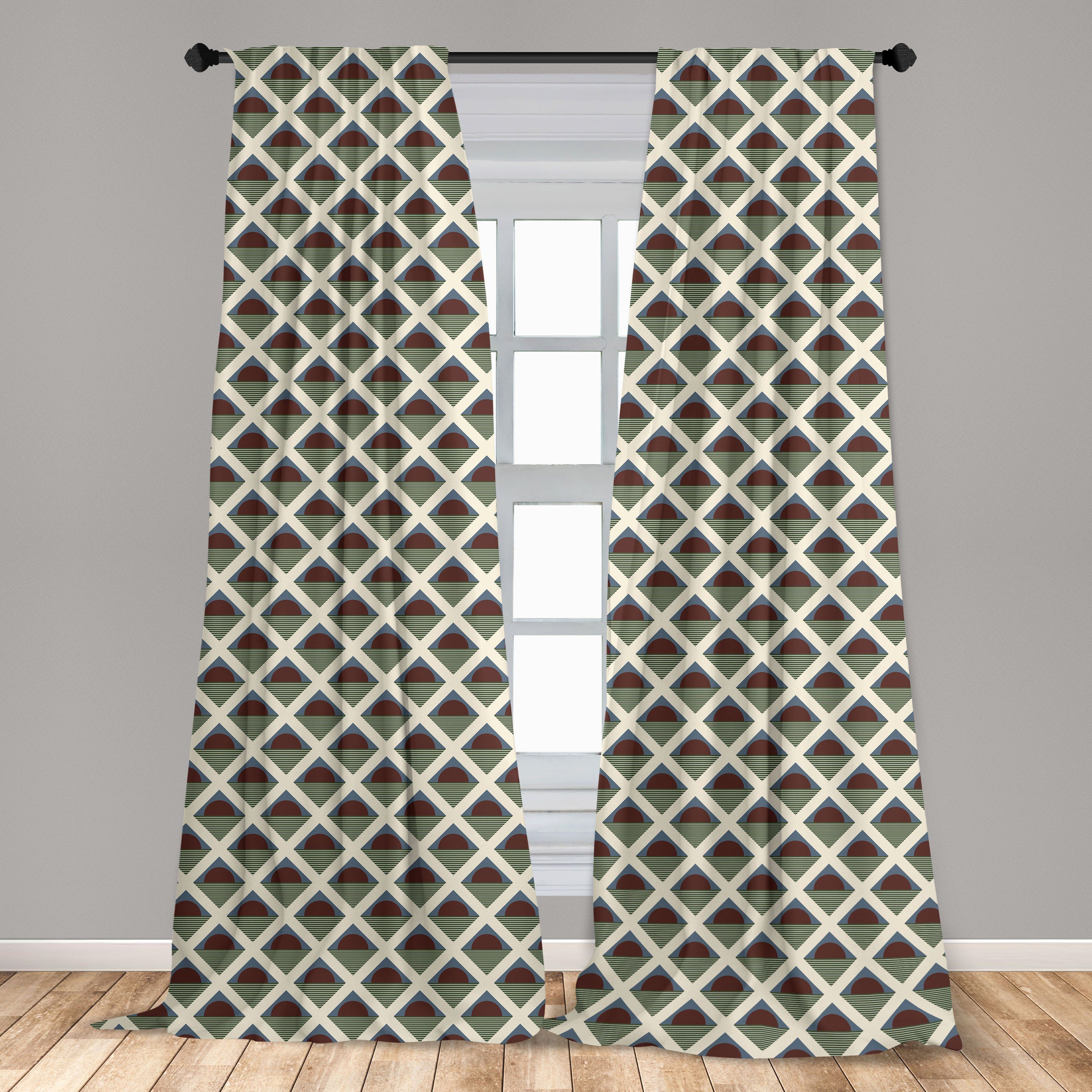 Gardine Vorhang für Wohnzimmer Abakuhaus, Microfaser, Schlafzimmer Retro Pop-Art-Halbkreis Dekor