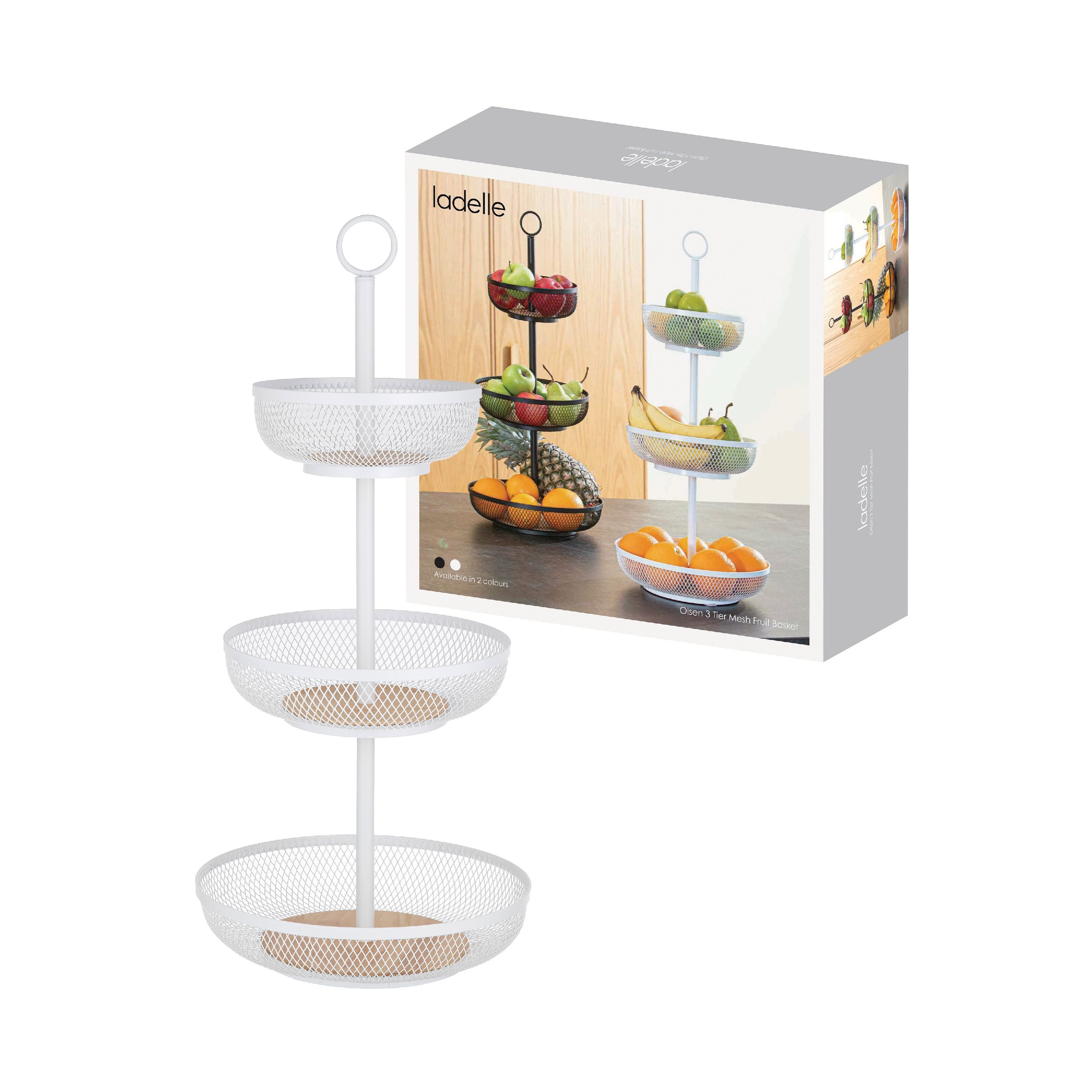 Ladelle Etagere, Eisen/Kiefer, 3 Etagen, Modern, Robust, aus Eisen und Kiefer, 31,5x31,5x54cm