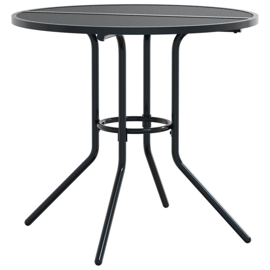 vidaXL Gartentisch Terrassentisch Rund Anthrazit Pulverbeschichteter Stahl (1-St)