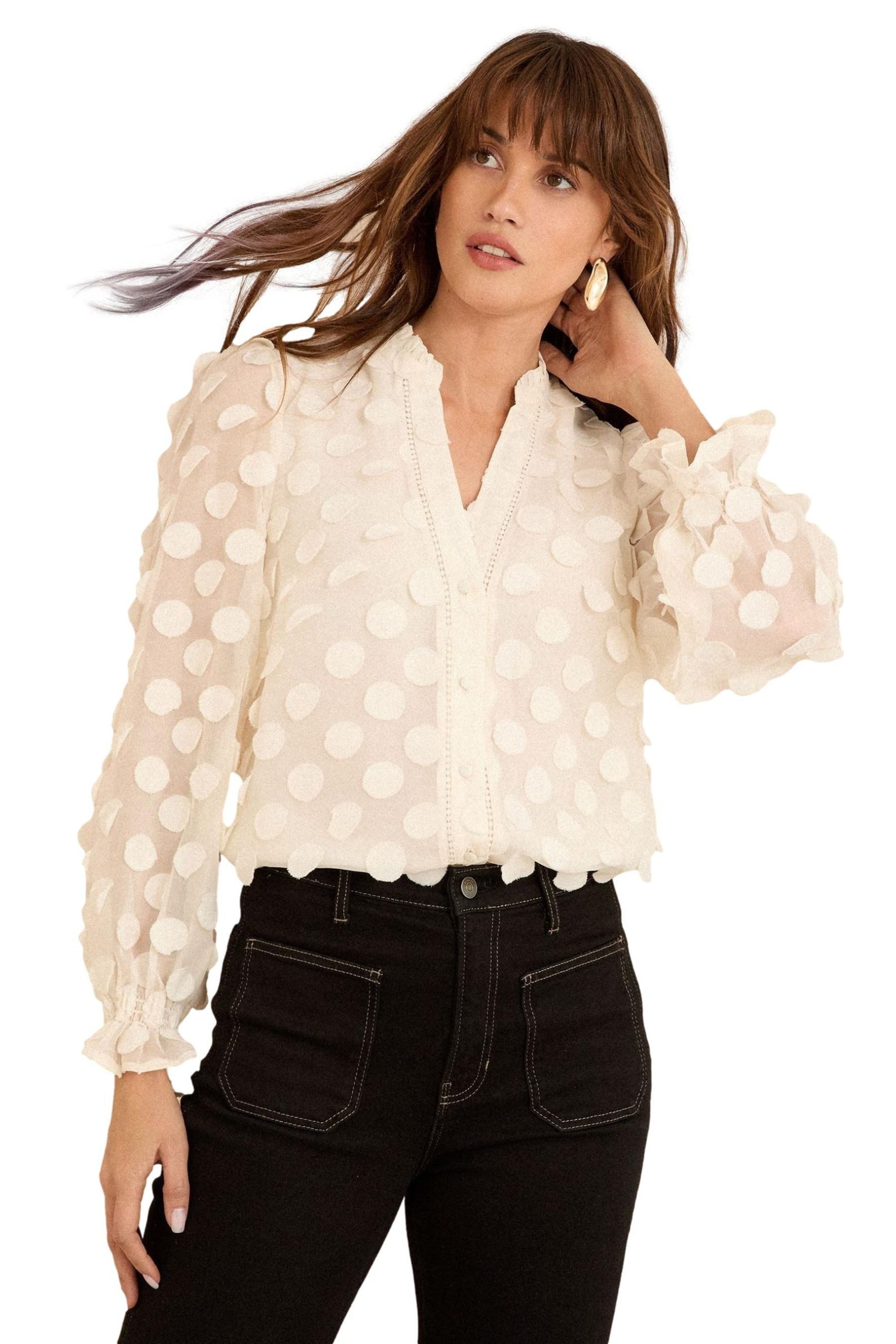 Love & Roses Langarmbluse Love & Roses Bluse mit 3D-Punkten, Regular (1-tlg günstig online kaufen