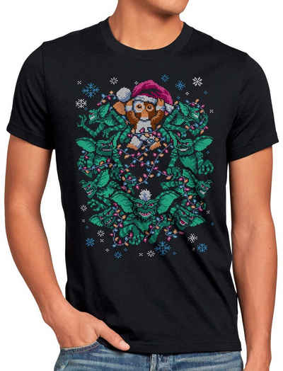 style3 Print-Shirt Herren T-Shirt Gizmo gremlins xmas weihnachten weihnachtspullover pulli ugly sweater strick