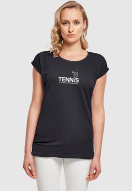 Merchcode T-Shirt Merchcode Damen Ladies Tennis Racket Extended Shoulder Tee (1-tlg)