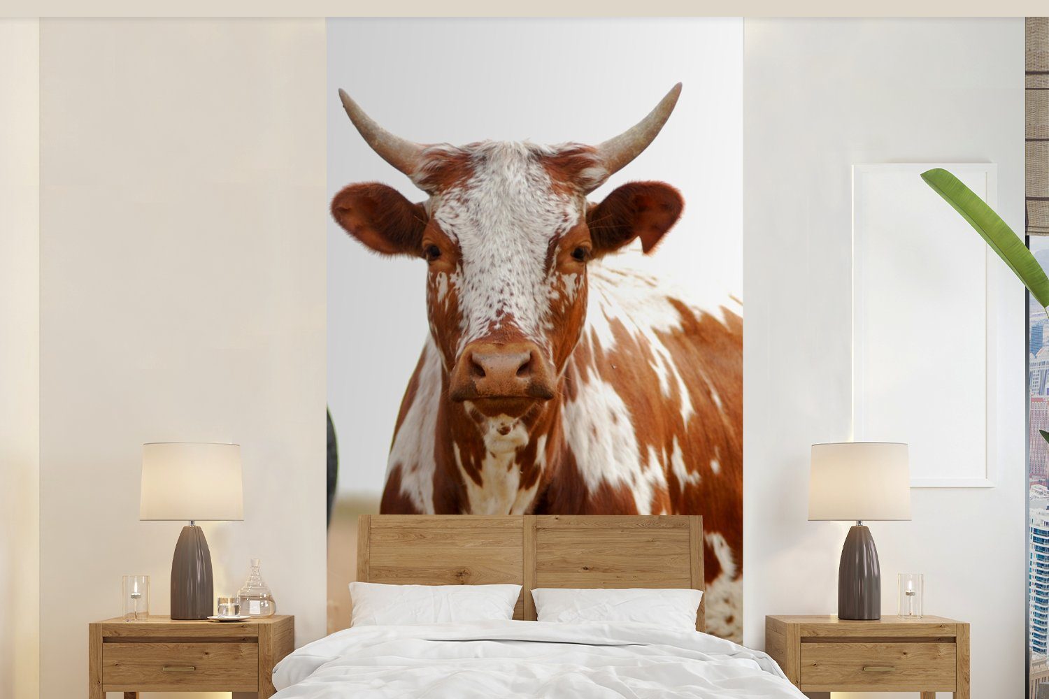 MuchoWow Fototapete Kühe - Afrikanisch - Natur, Matt, bedruckt, (2 St), Vliestapete für Wohnzimmer Schlafzimmer Küche, Fototapete
