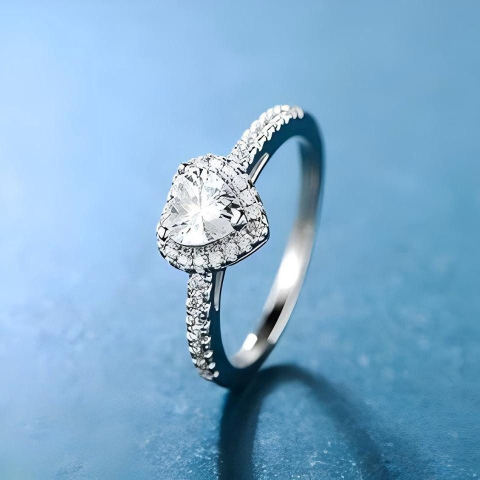 Jumpeak Verlobungsring Labor-Diamant 1ct,Diamantring,Gold ring,Solitär,Trauring,Promise Ring, D,VS,14K Gold,Herzform Ring,Halo Design,Geschenk Frau,Valentinstag