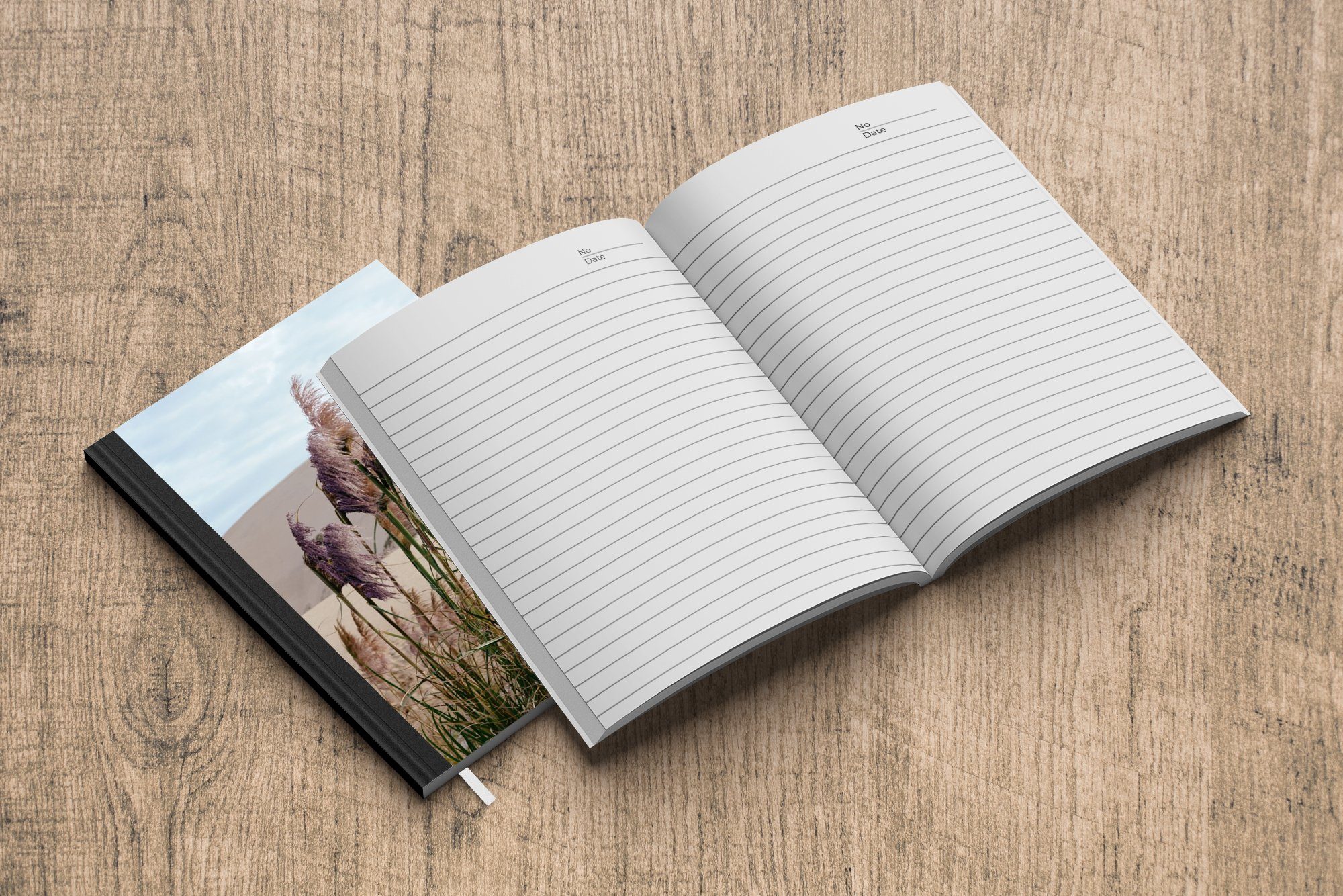 Seiten, A5, Haushaltsbuch Journal, - Tagebuch, Merkzettel, MuchoWow Sand Notizheft, Düne, Pampasgras Pflanzen 98 - Notizbuch -