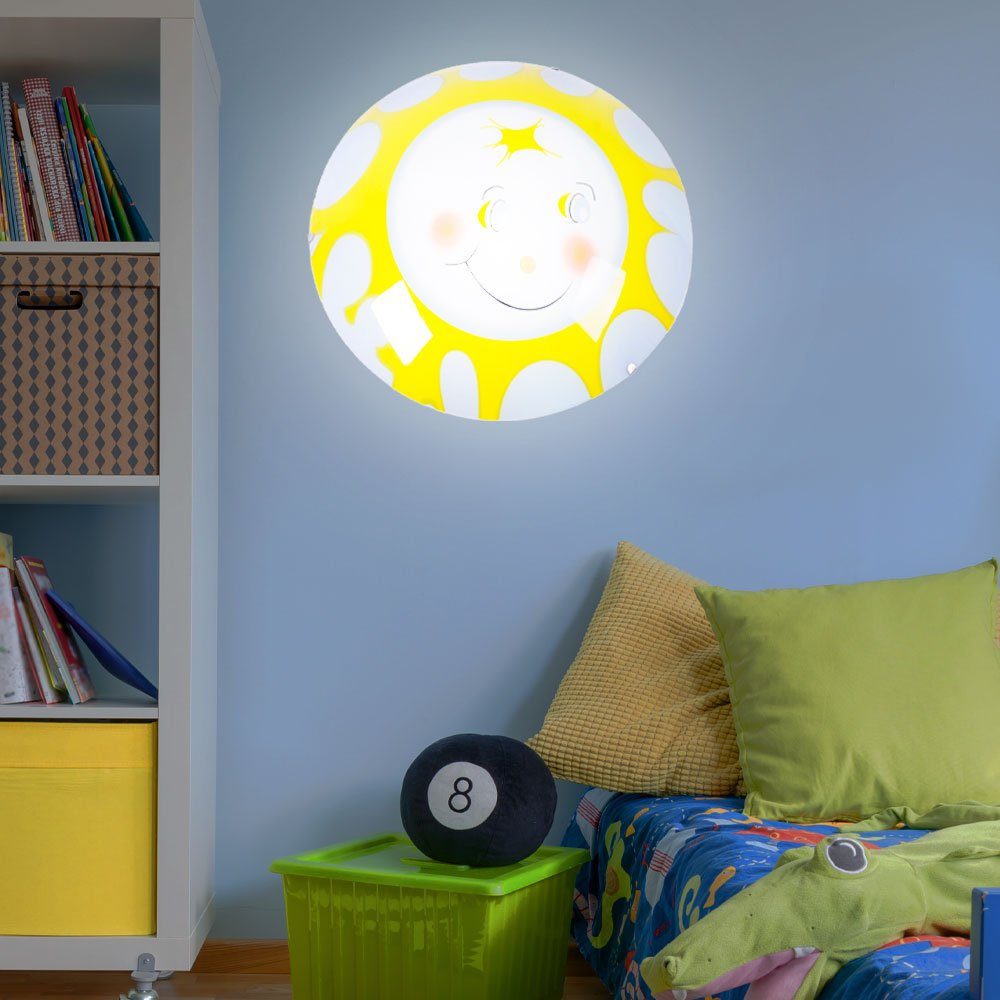 etc-shop Dekolicht, im Decken Zimmer Leuchtmittel Glas Beleuchtung Set Lampe inklusive, Warmweiß, Spiel inkl.- Kinder Sonnen