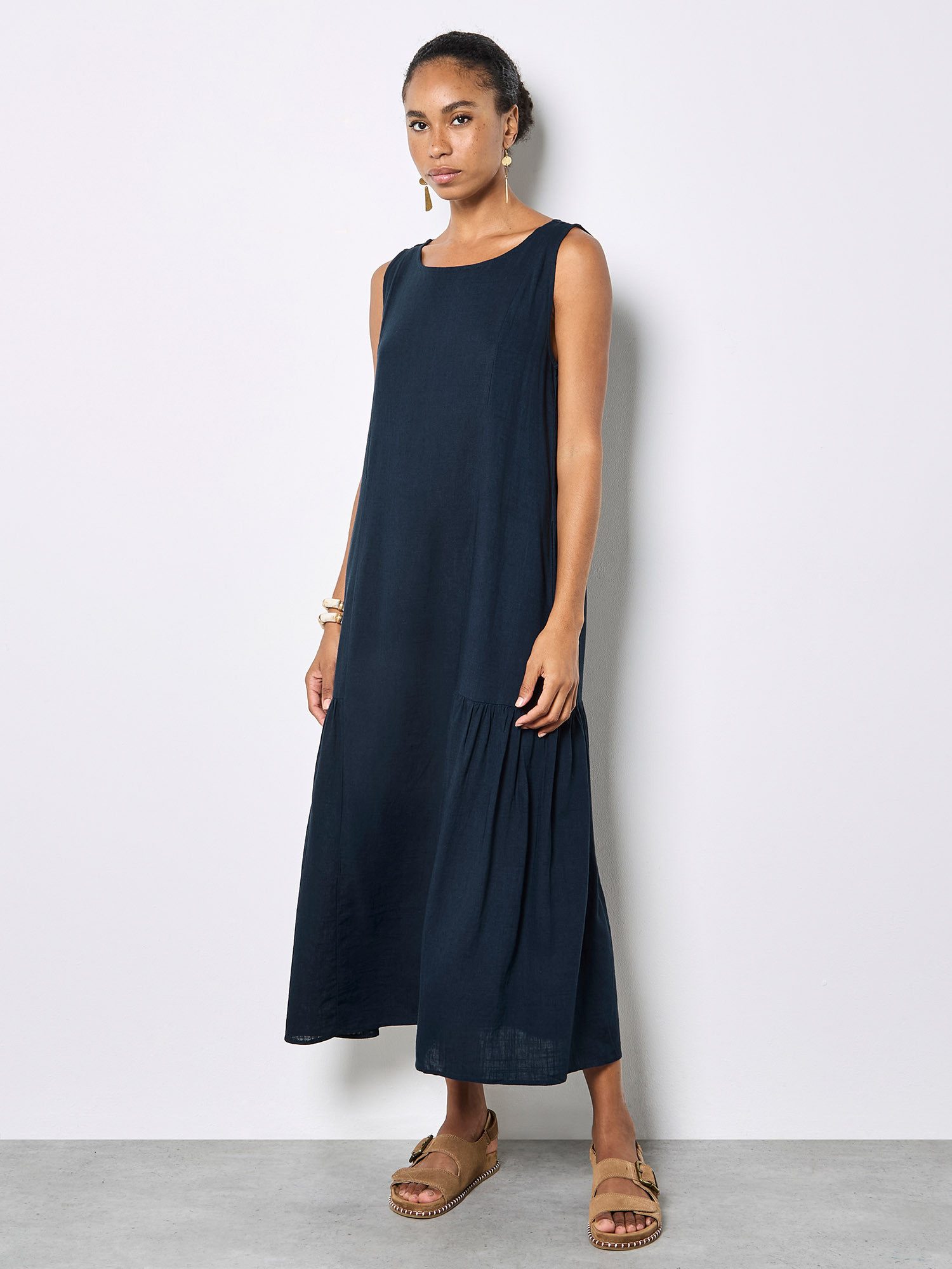 Apricot Midikleid Midikleid mit Falten und Trapezform