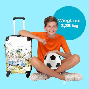 NoBoringSuitcases.com© Koffer Dino - Tiere - Natur - Kinder - Aquarell - Bus 67x43x25cm, 4 Rollen, Mittelgroßer Koffer für Jungen, Kinder Trolley