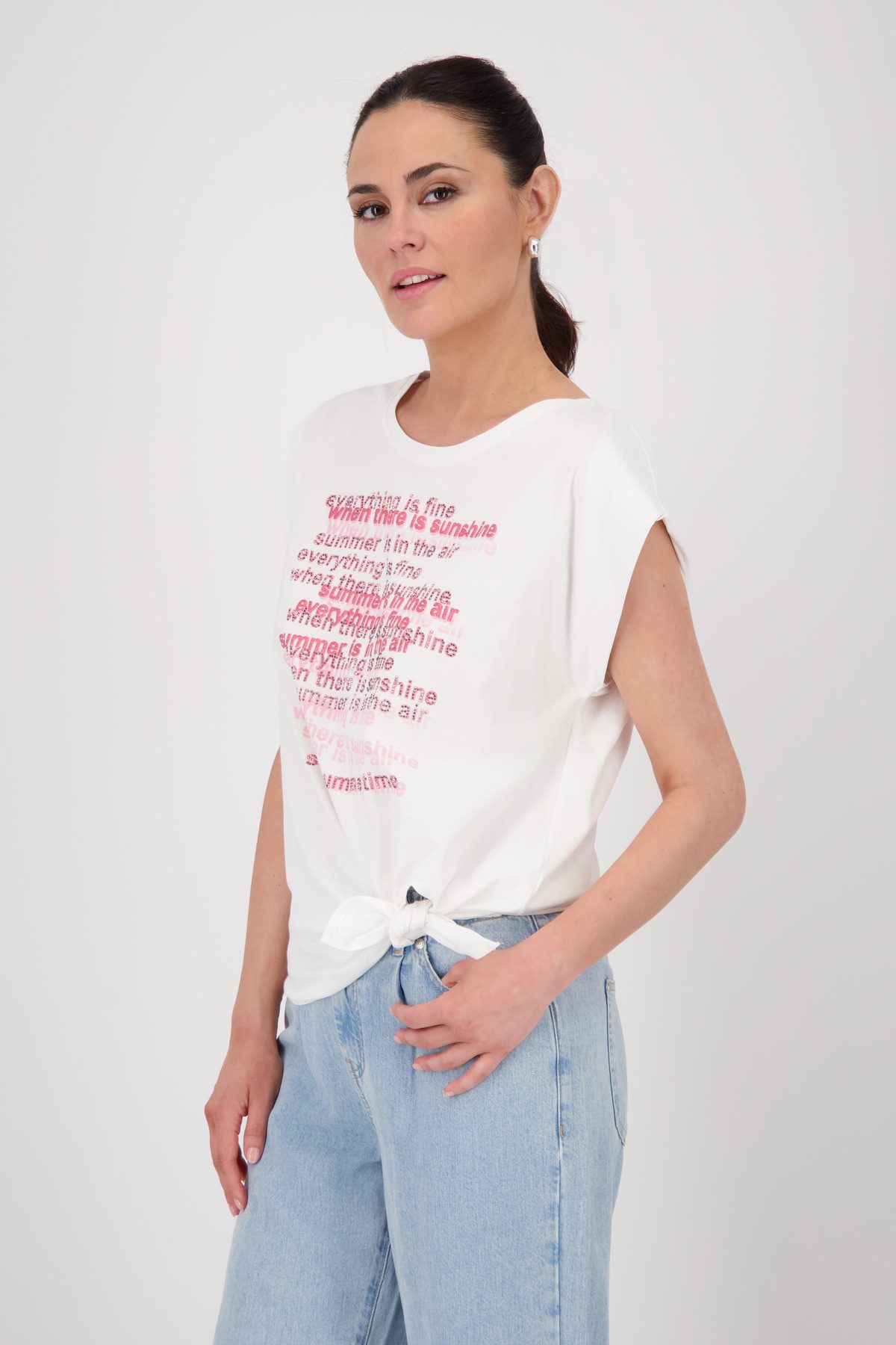 Monari T-Shirt Shirt Schriftenmix Mit Rundhalsausschnitt günstig online kaufen