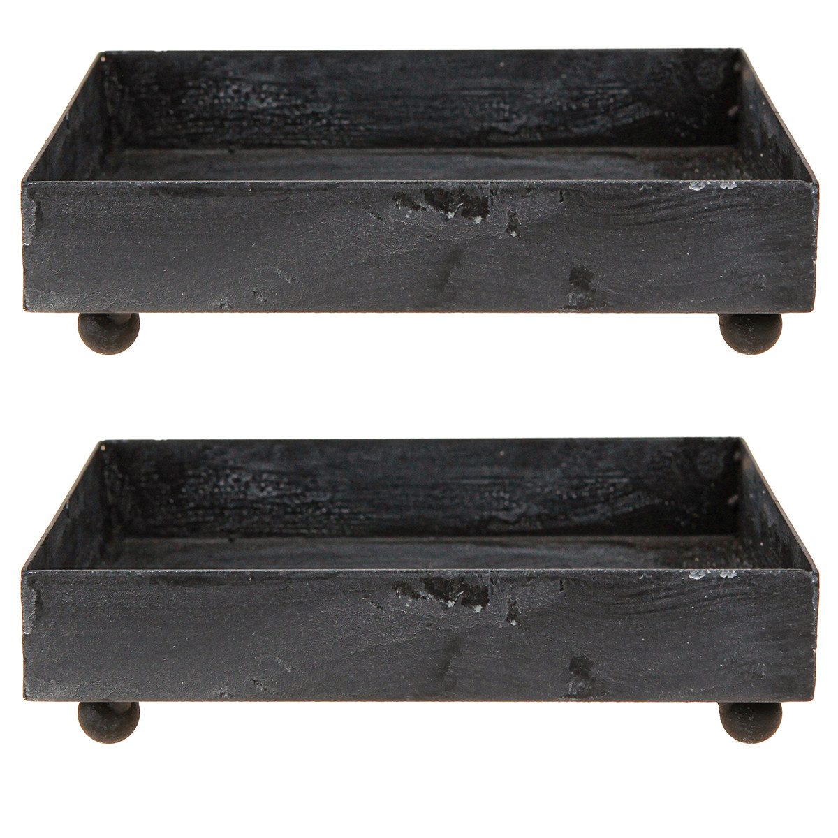 Florists Products Dekotablett Deko Metall Tablett Schwarz Grau Vintage 15×15cm 2er Set, 2 Stück – Bild 3 von 4